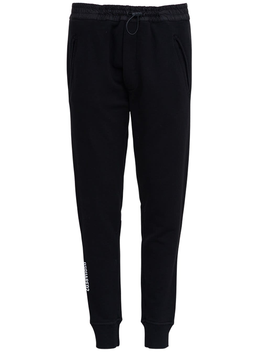 Dsquared2 Black Cotton Jogger With Print