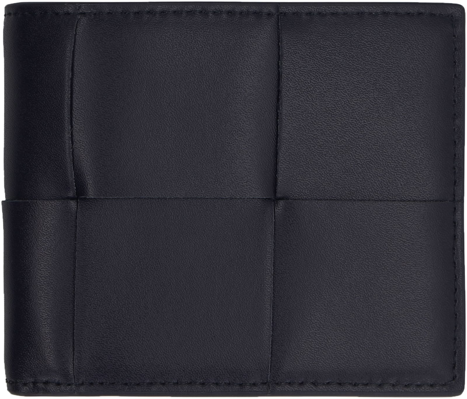 Shop Bottega Veneta Bi-fold Calf Leather Wallet In Blue
