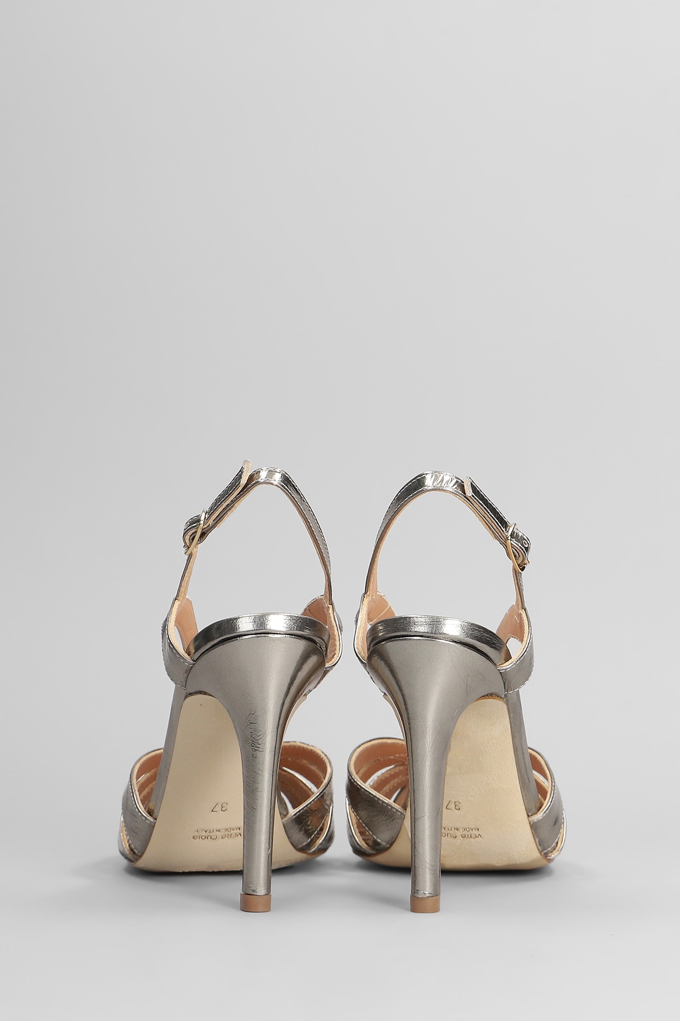 The Seller Sandals In Gunmetal Leather
