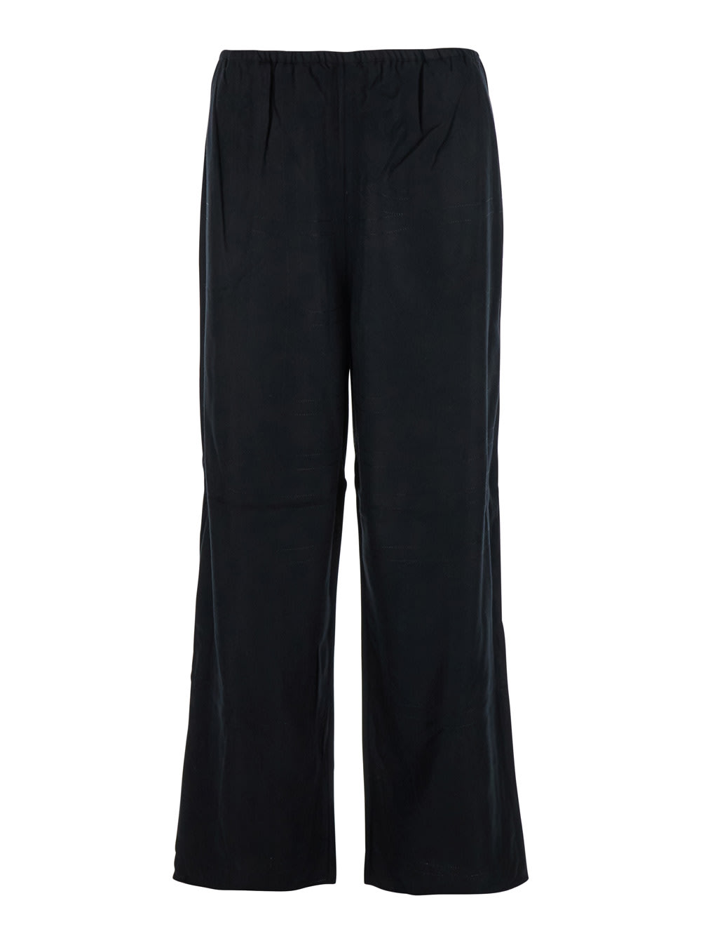 Totême Blsck High Waisted Pants With Monogram And Elastic Waist In Modal Woman