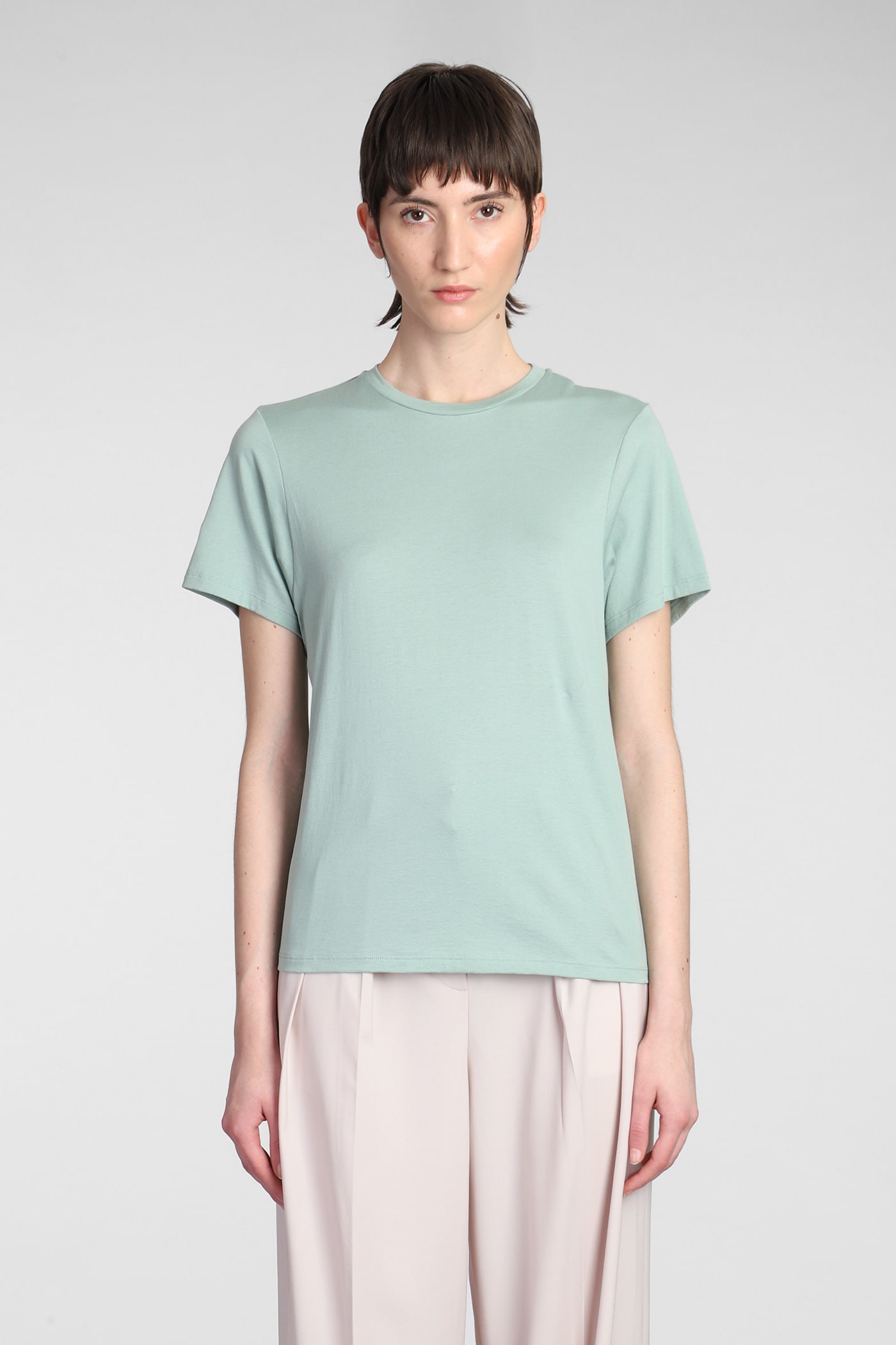 THEORY T-SHIRT IN GREEN COTTON