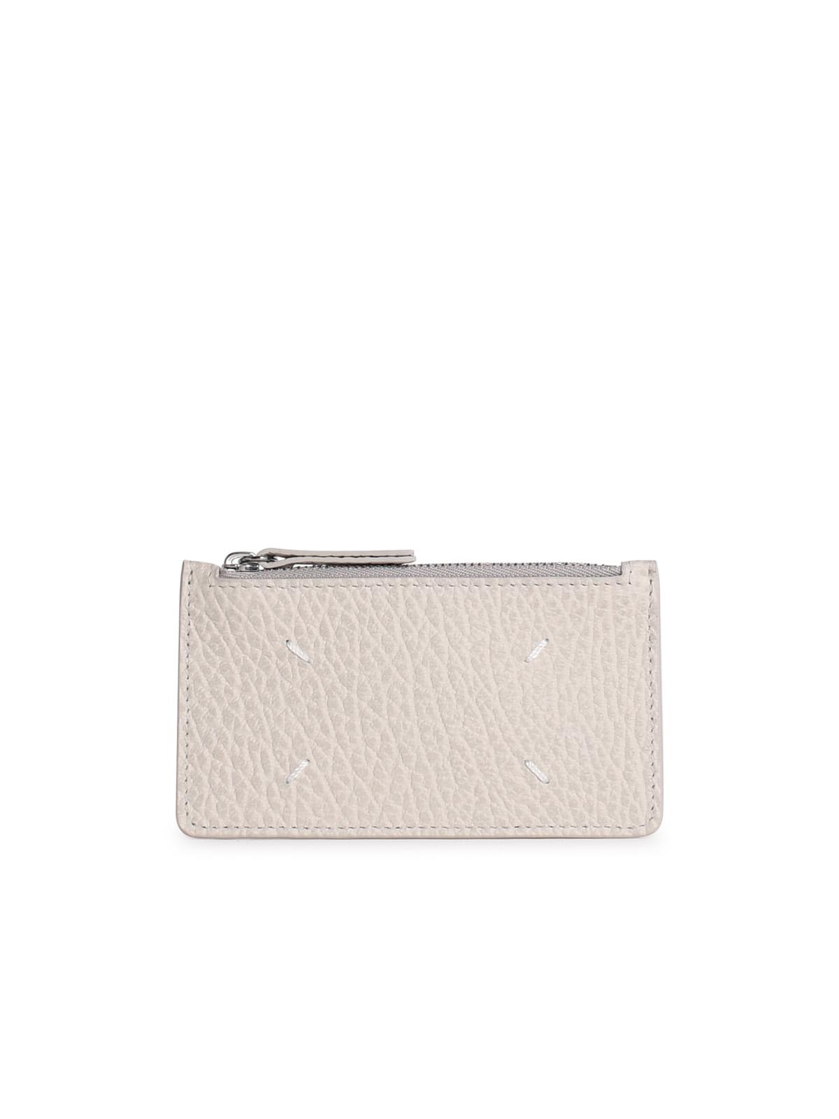 Shop Maison Margiela Ivory Leather Cardholder