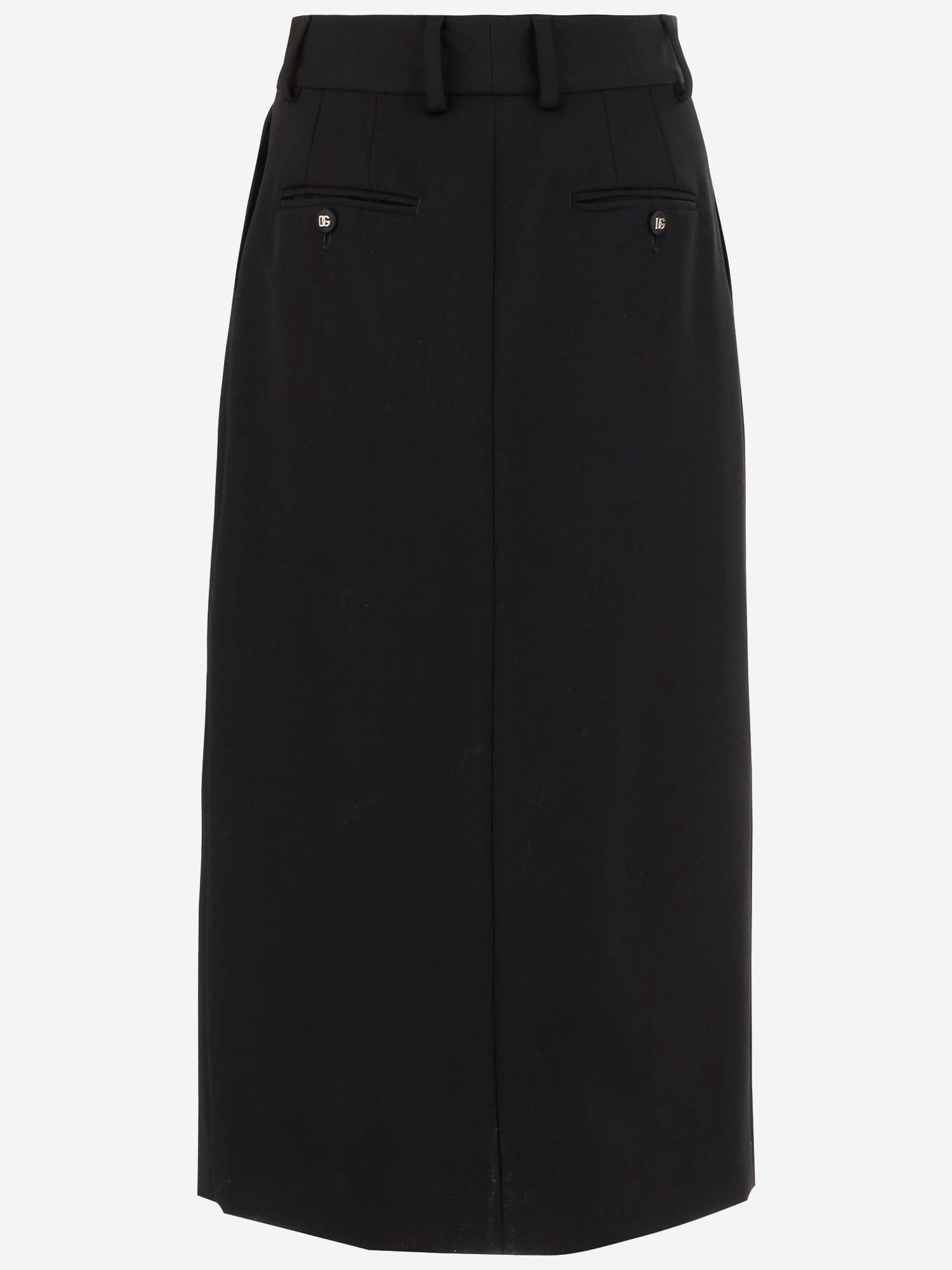 Dolce & Gabbana Wool Pencil Skirt Longuette In Black