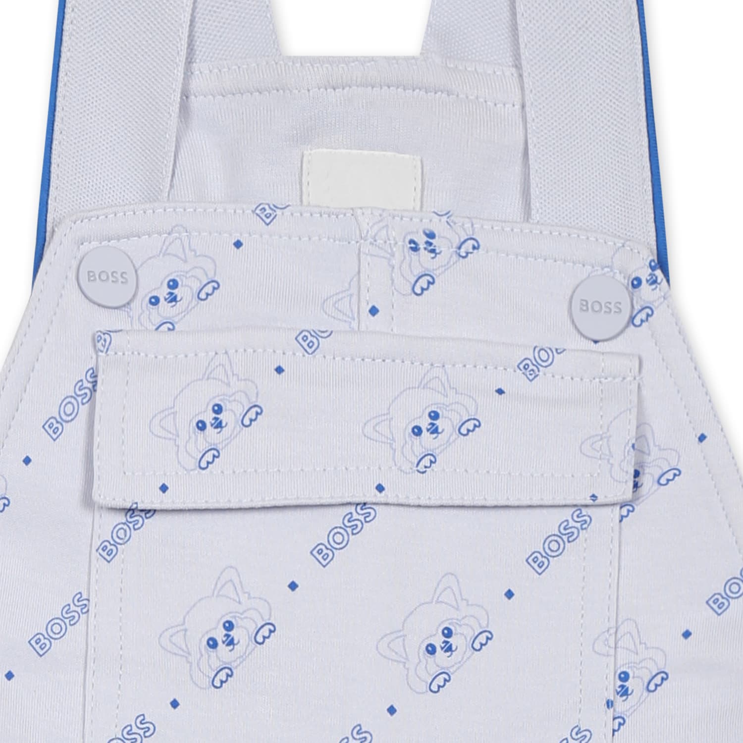 Hugo Boss Light Blue Dungarees For Baby Boy With Logo Ad Panda In Light Blue