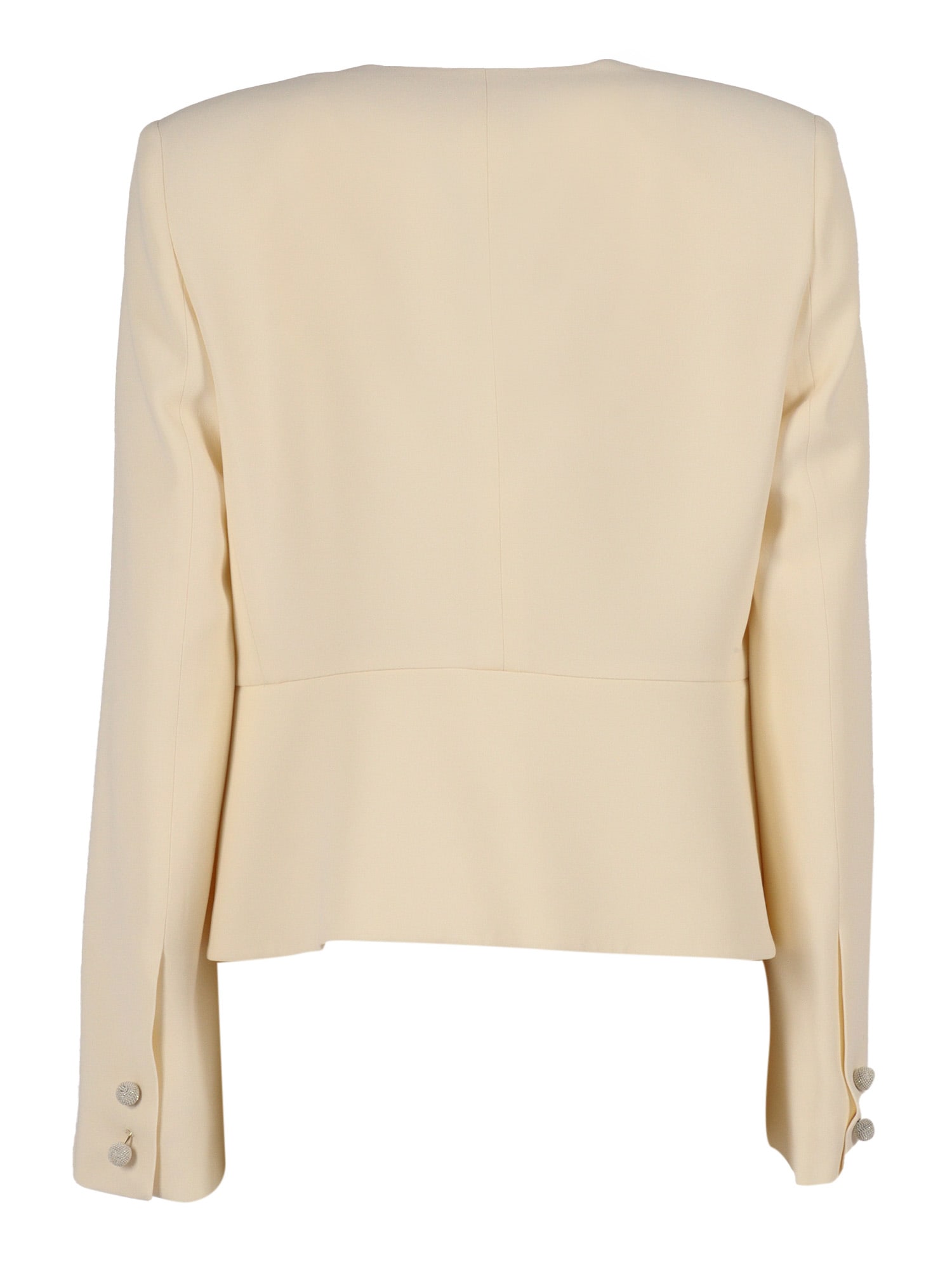 Fabiana Filippi Cady Flared Jacket With Filo Diamante Piercing In Neutral