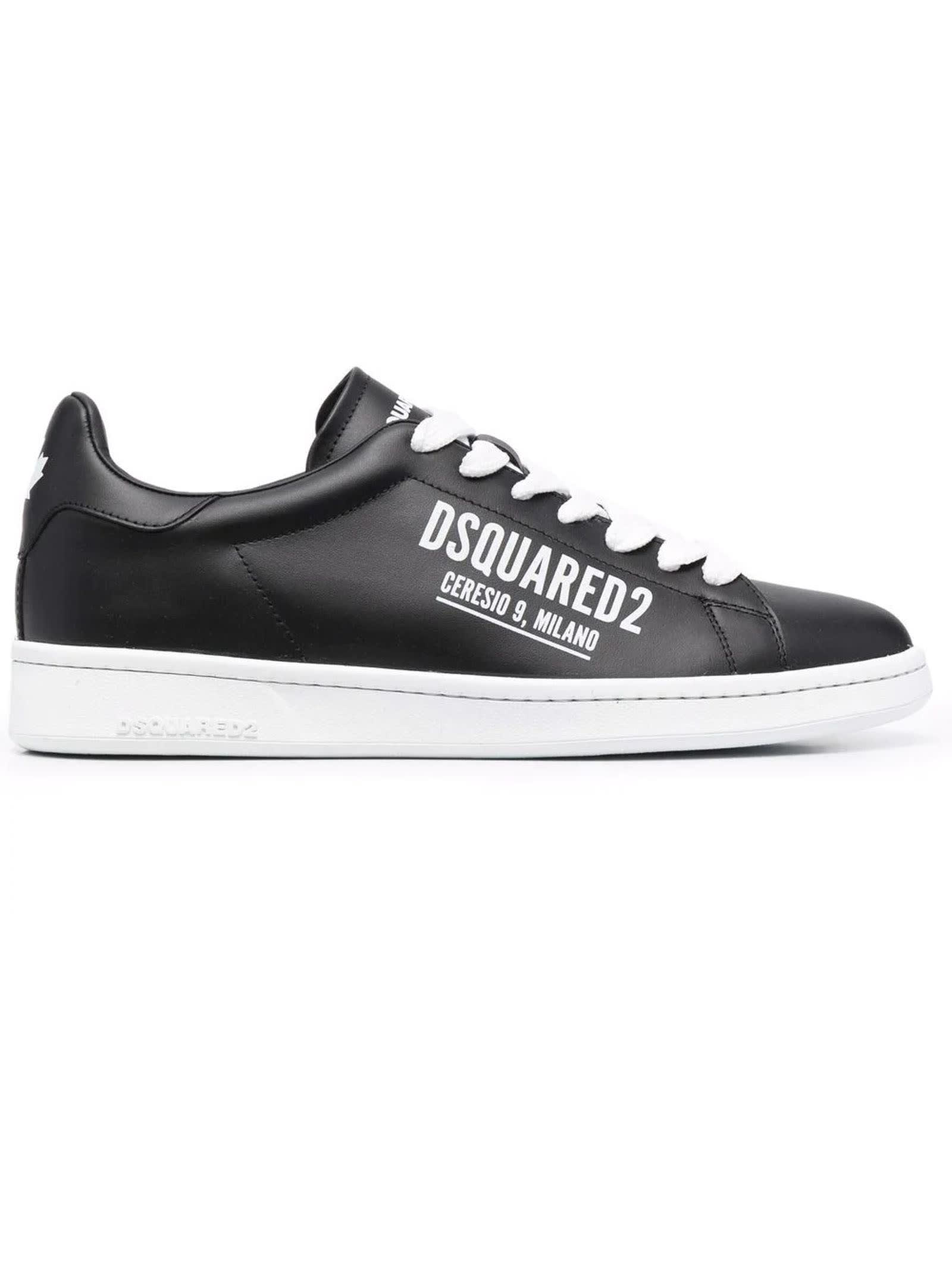 Dsquared2 Black Calf Leather Sneakers