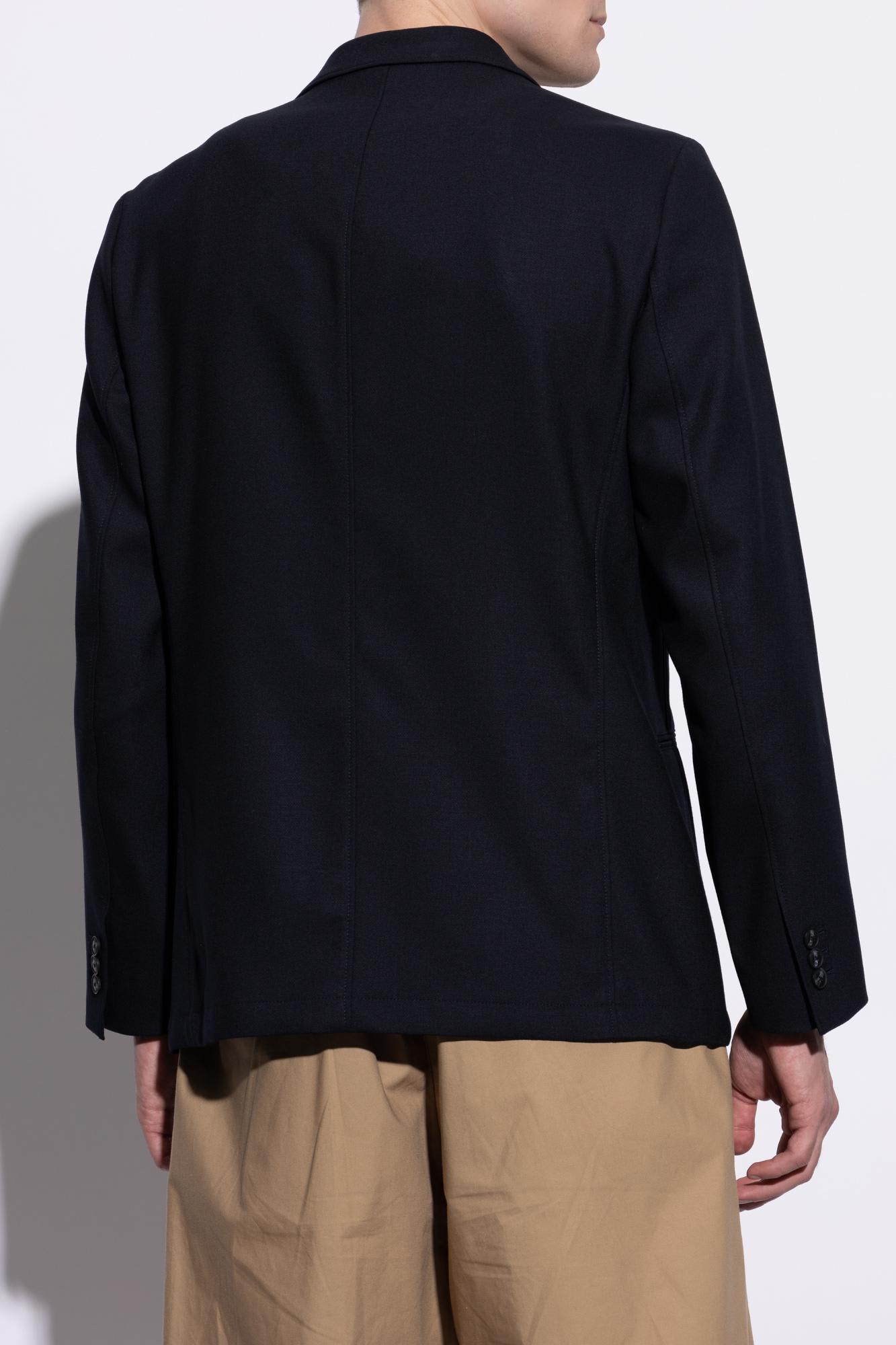 Emporio Armani Blazer With Open Lapels In Blue Navy