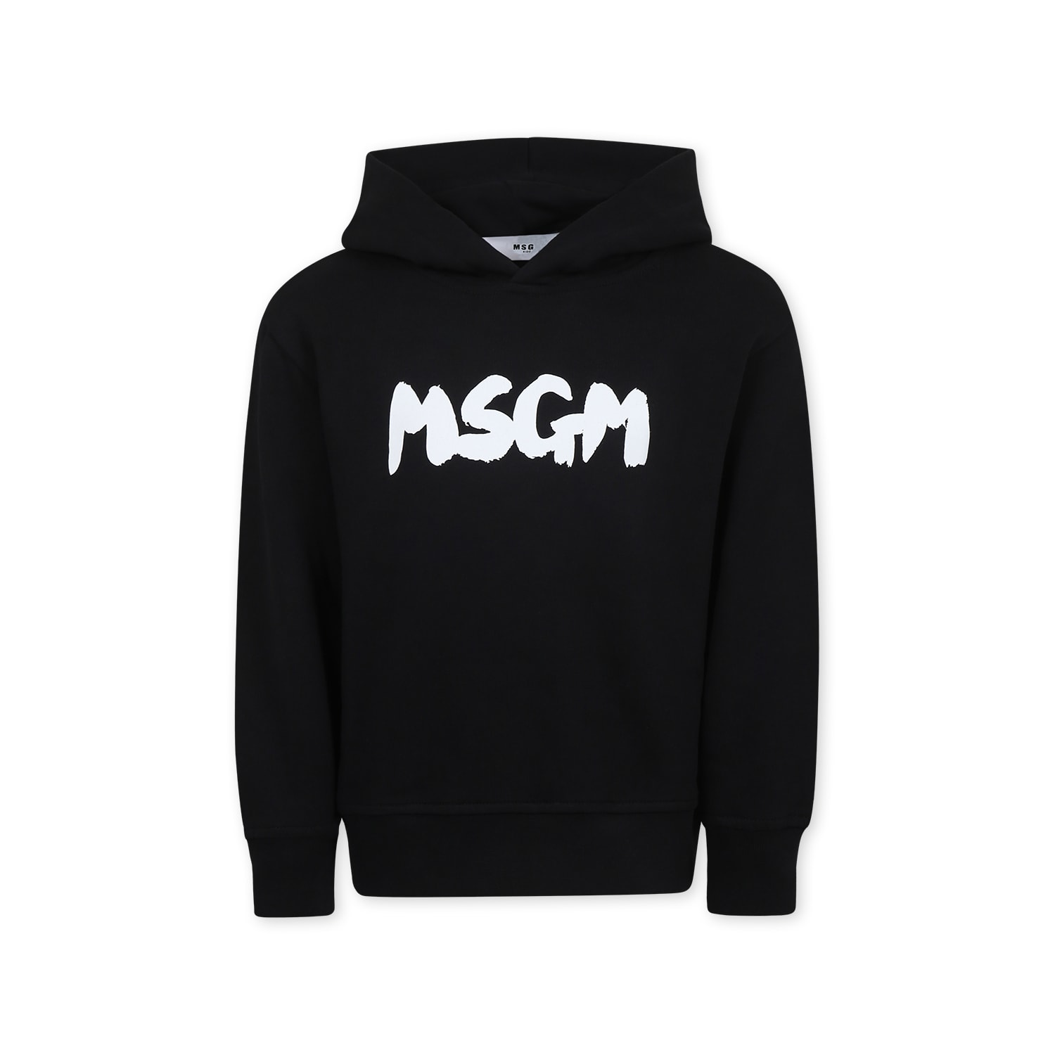 Msgm Black Sweatshirt For Kids With Logo In Black