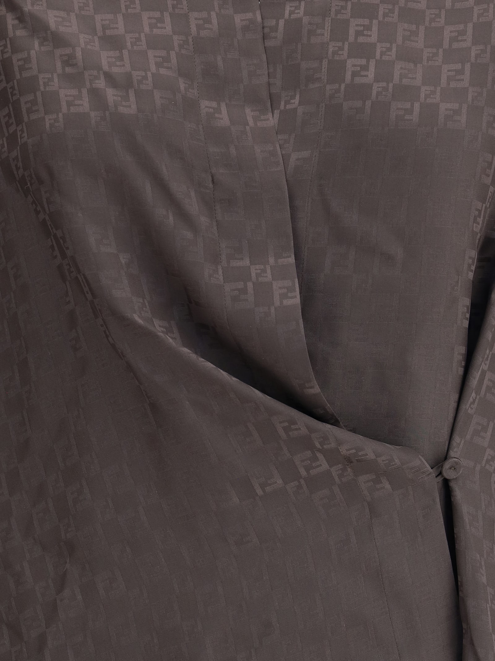 Fendi Silk Jacquard Shirt In Brown