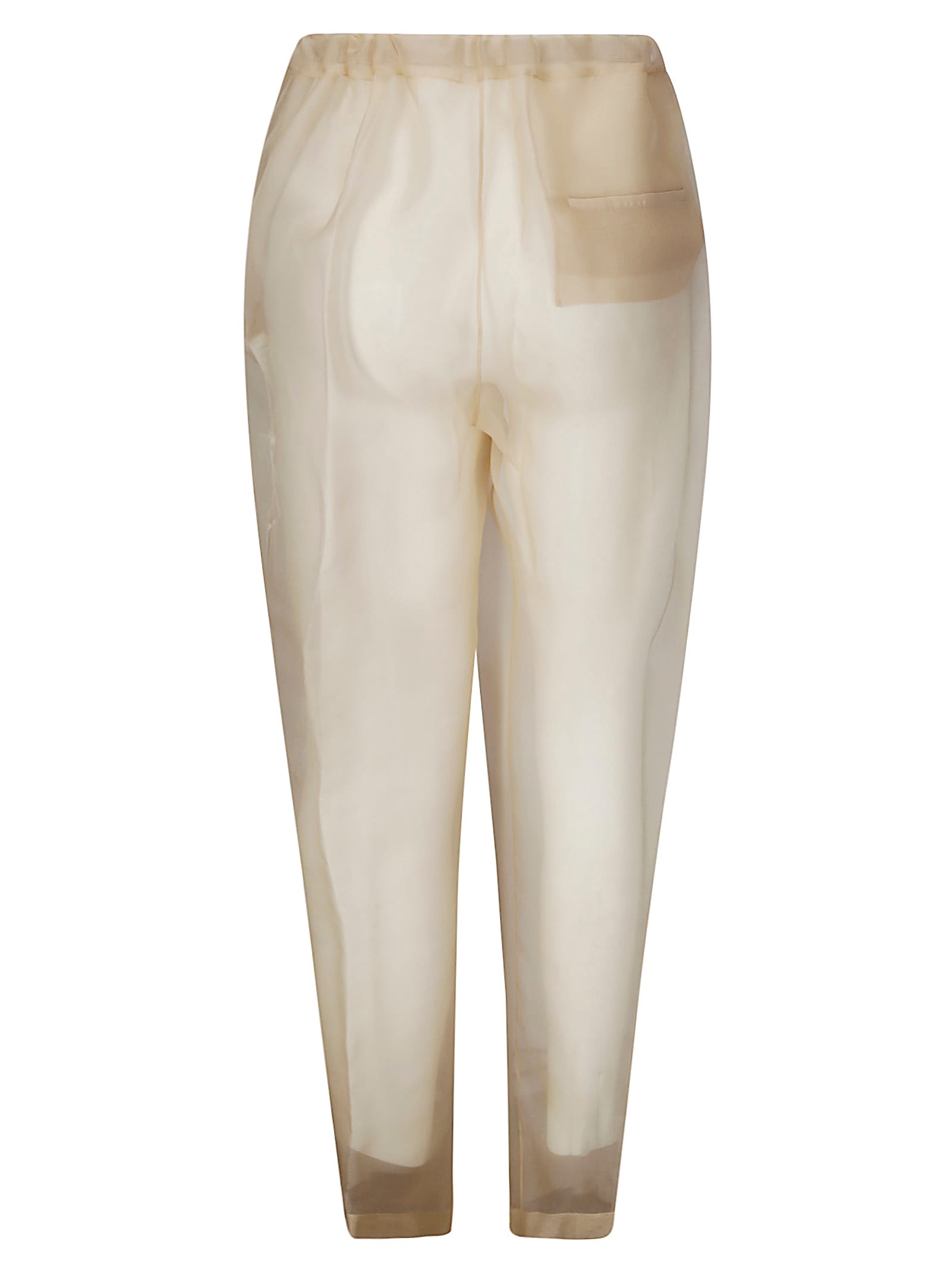 Khaite Beige Semi-transparent Silk Pants With Drawstring Waist In Neutral