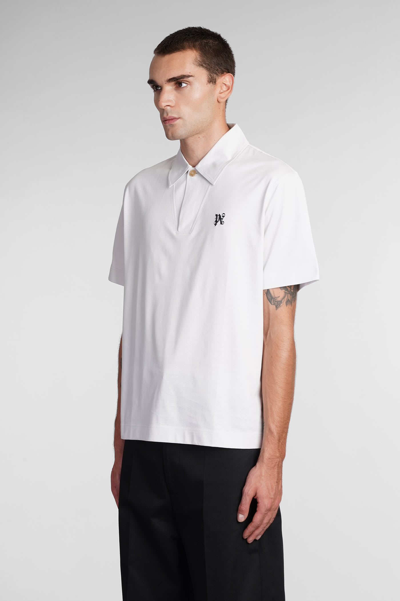 Shop Palm Angels Polo In Grey Cotton