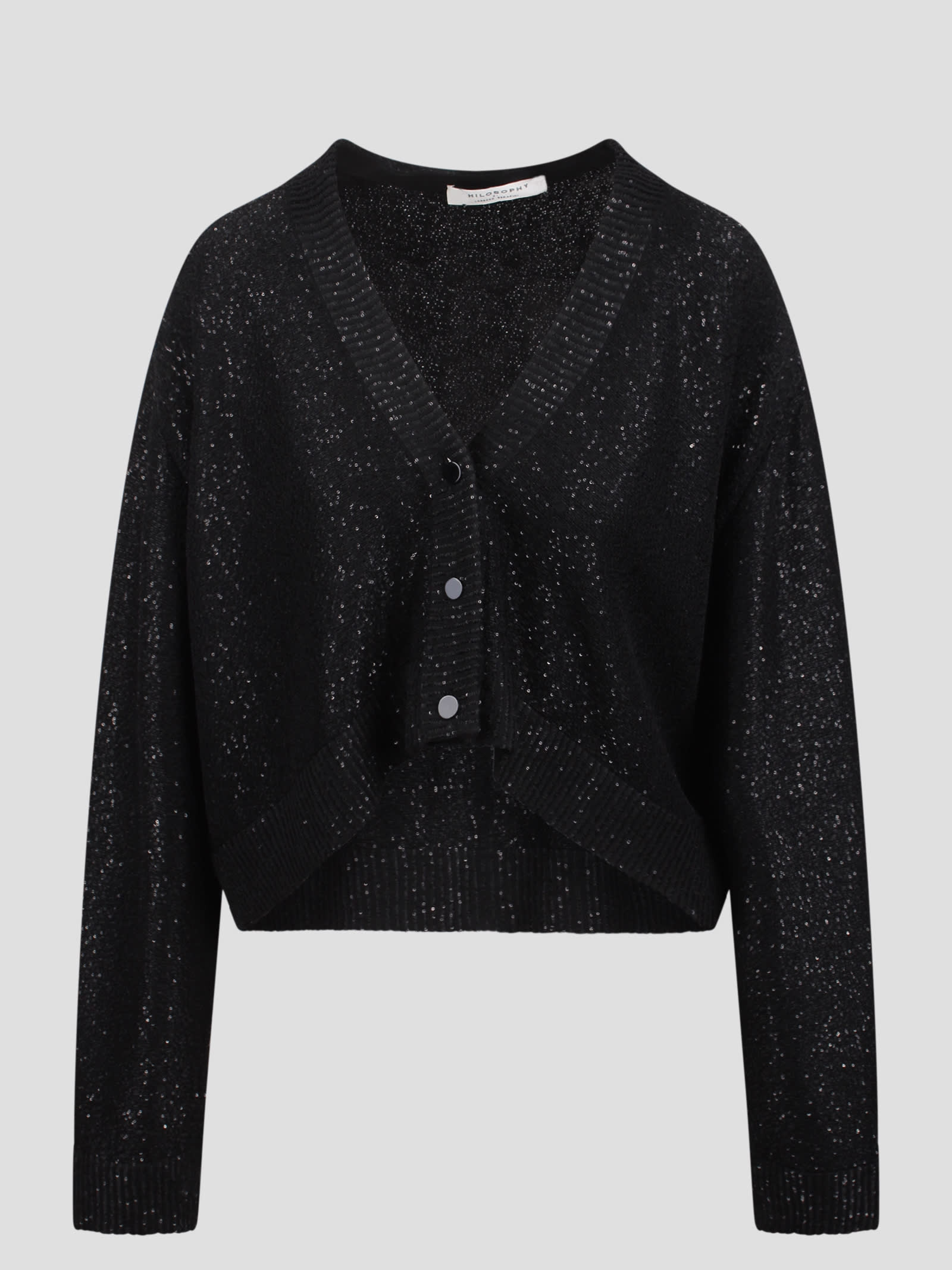 Stretch Fabric Cardigan With Sequins