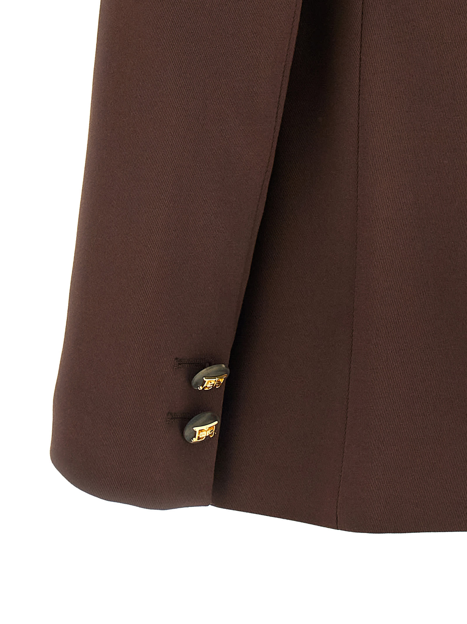 Elisabetta Franchi Single-breasted Viscose Blend Blazer In Brown