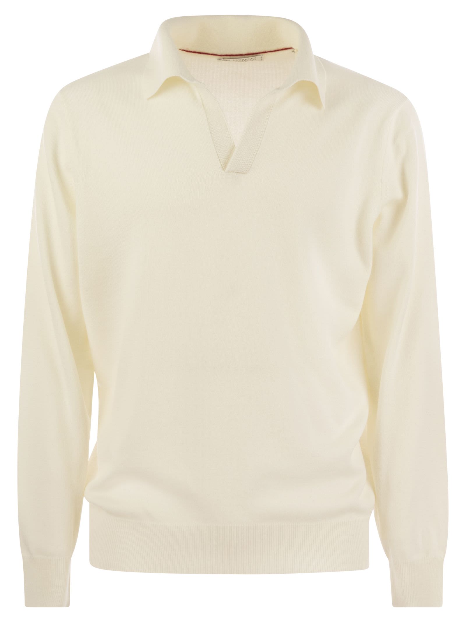 Shop Brunello Cucinelli Cashmere Polo Neck Sweater In Cream