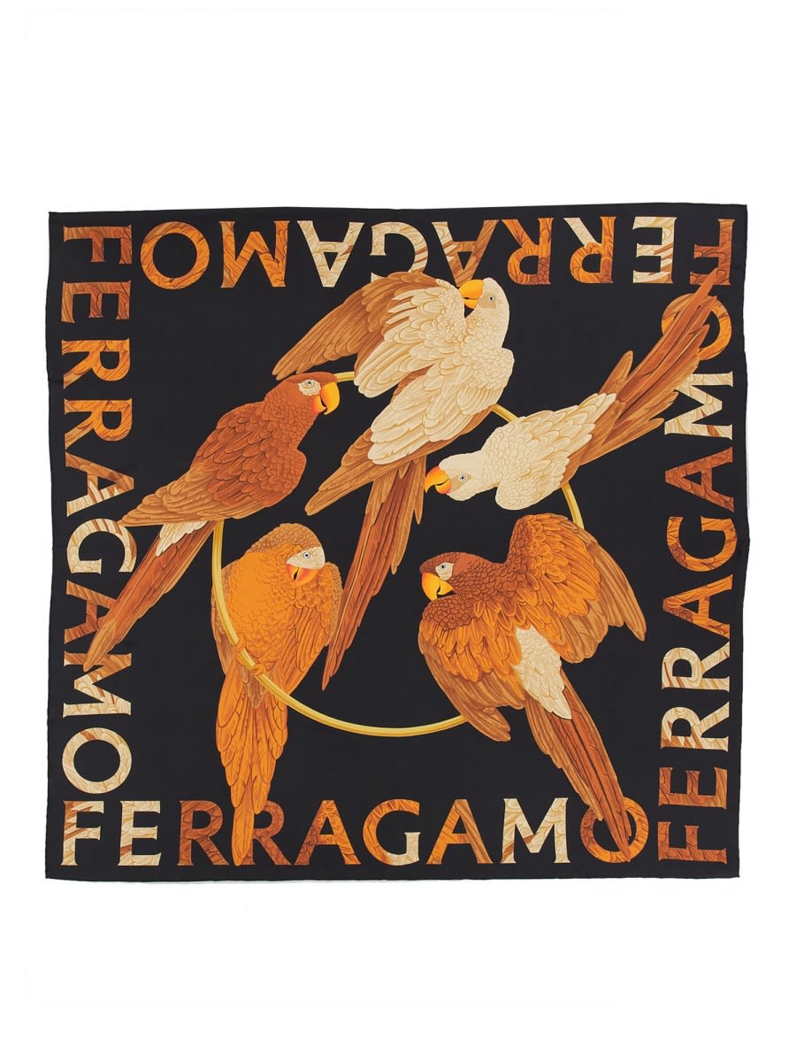 Shop Ferragamo Silk Scarf In Black