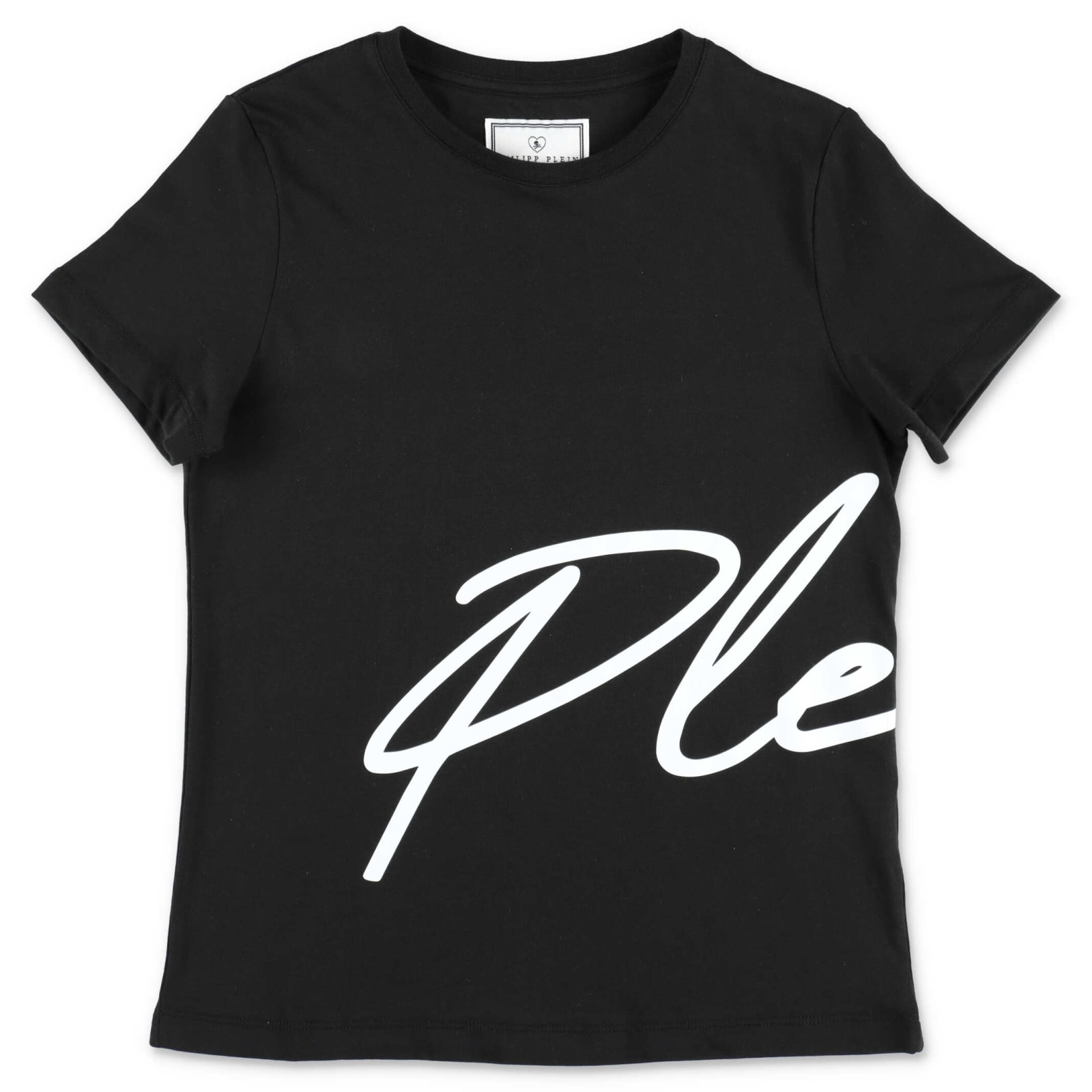 Philipp Plein Junior T-shirt Nera In Jersey Di Cotone