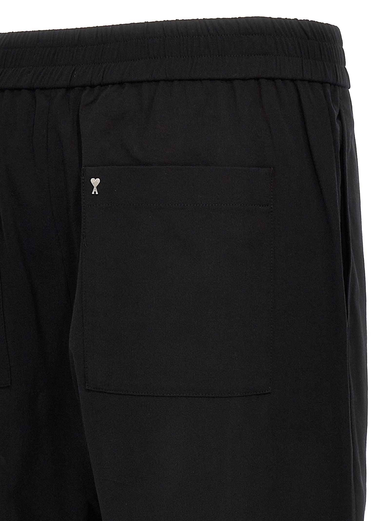 Shop Ami Alexandre Mattiussi Logo Plaque Pants In Black