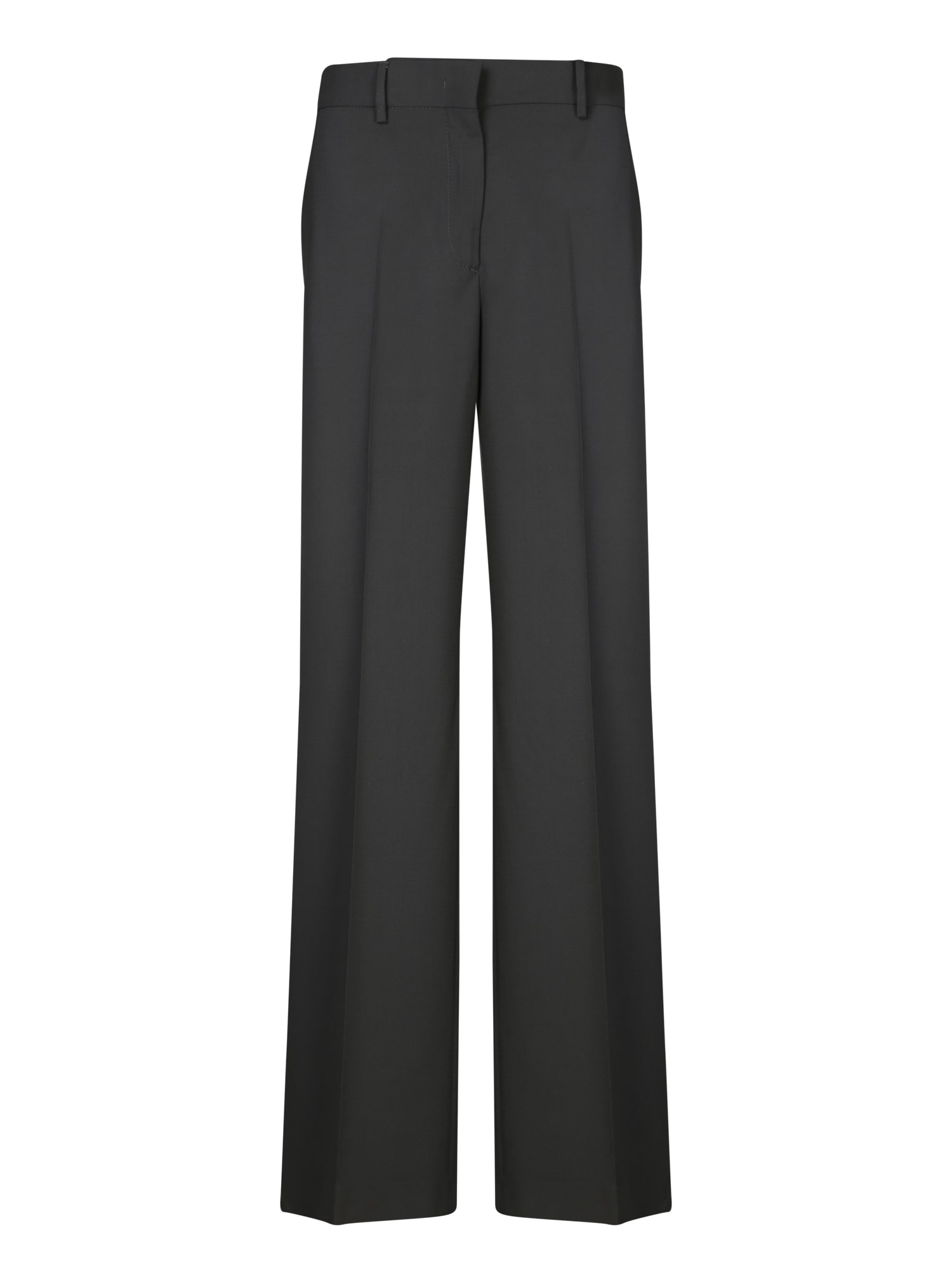 Shop Msgm Black Wool Fresco Straight Trousers