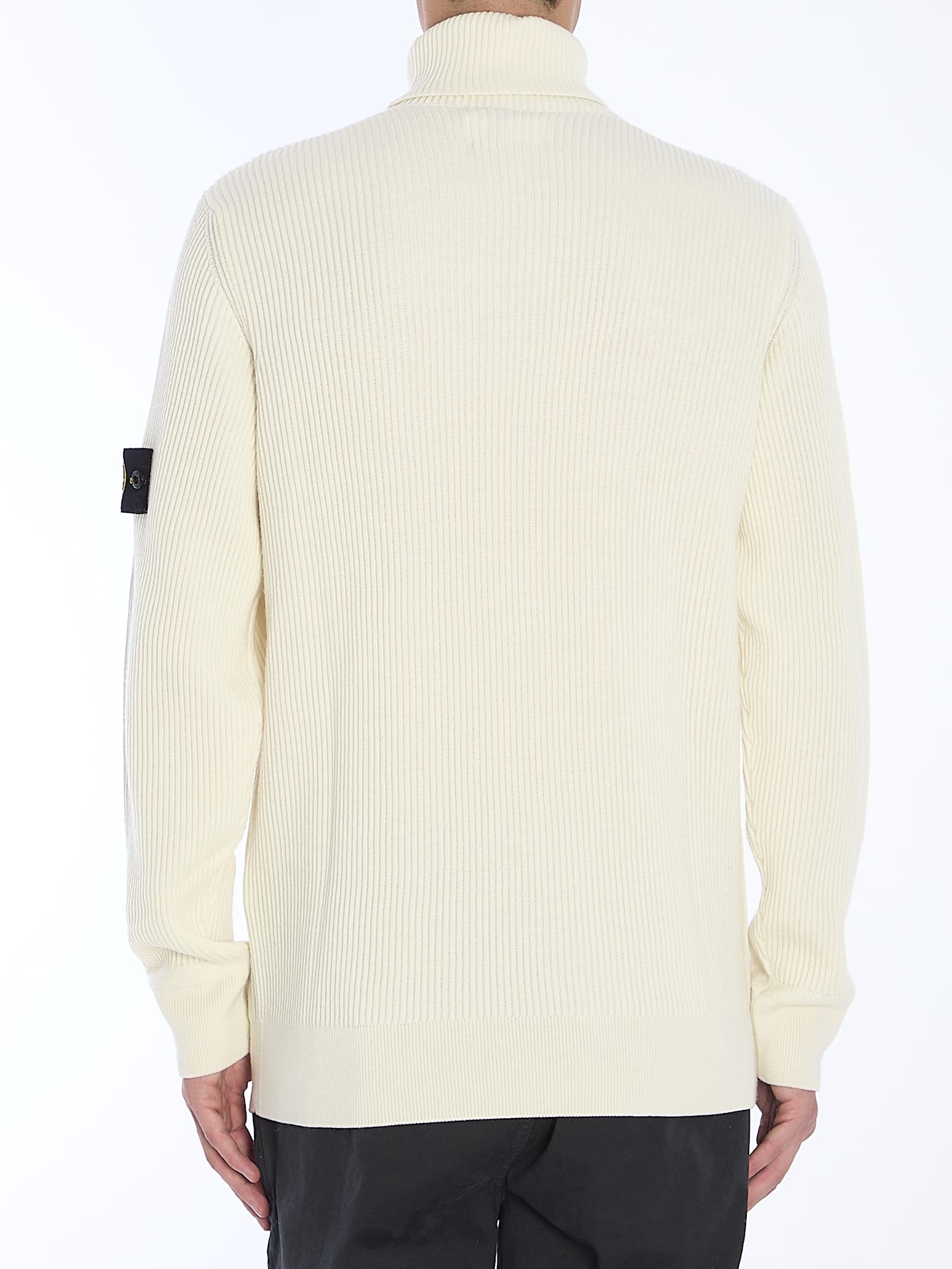 Shop Stone Island Turtleneck Sweater In Wool In Cream