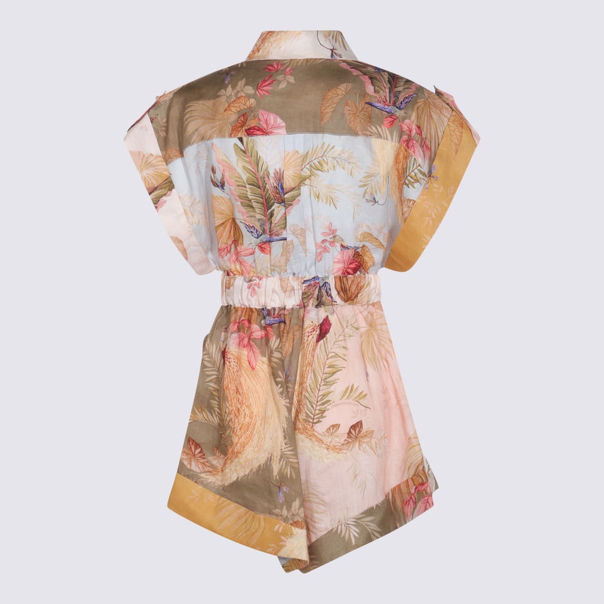 Zimmermann Multicolor Linen Jumpsuit In White