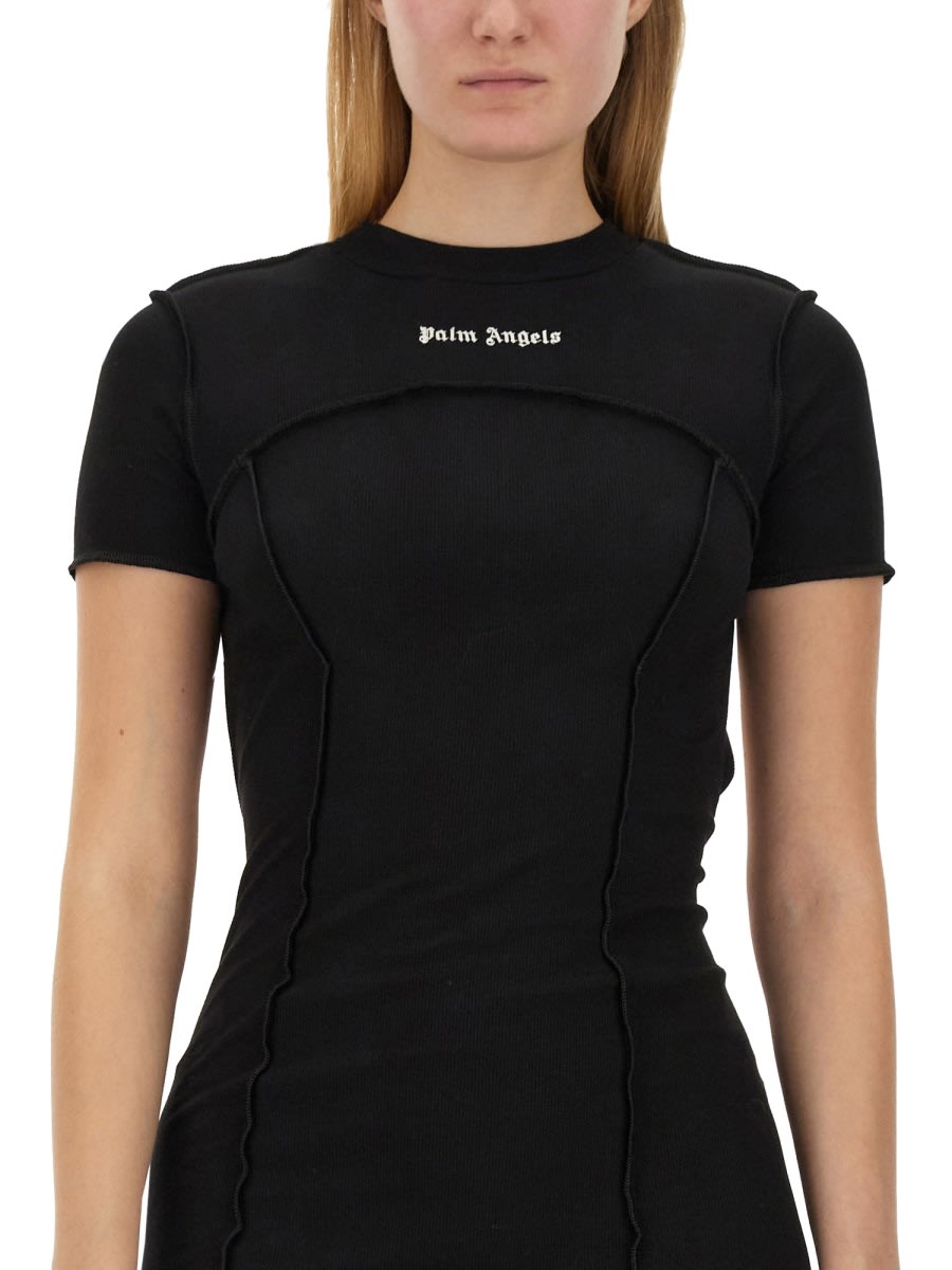 Shop Palm Angels Dress With Logo In Black
