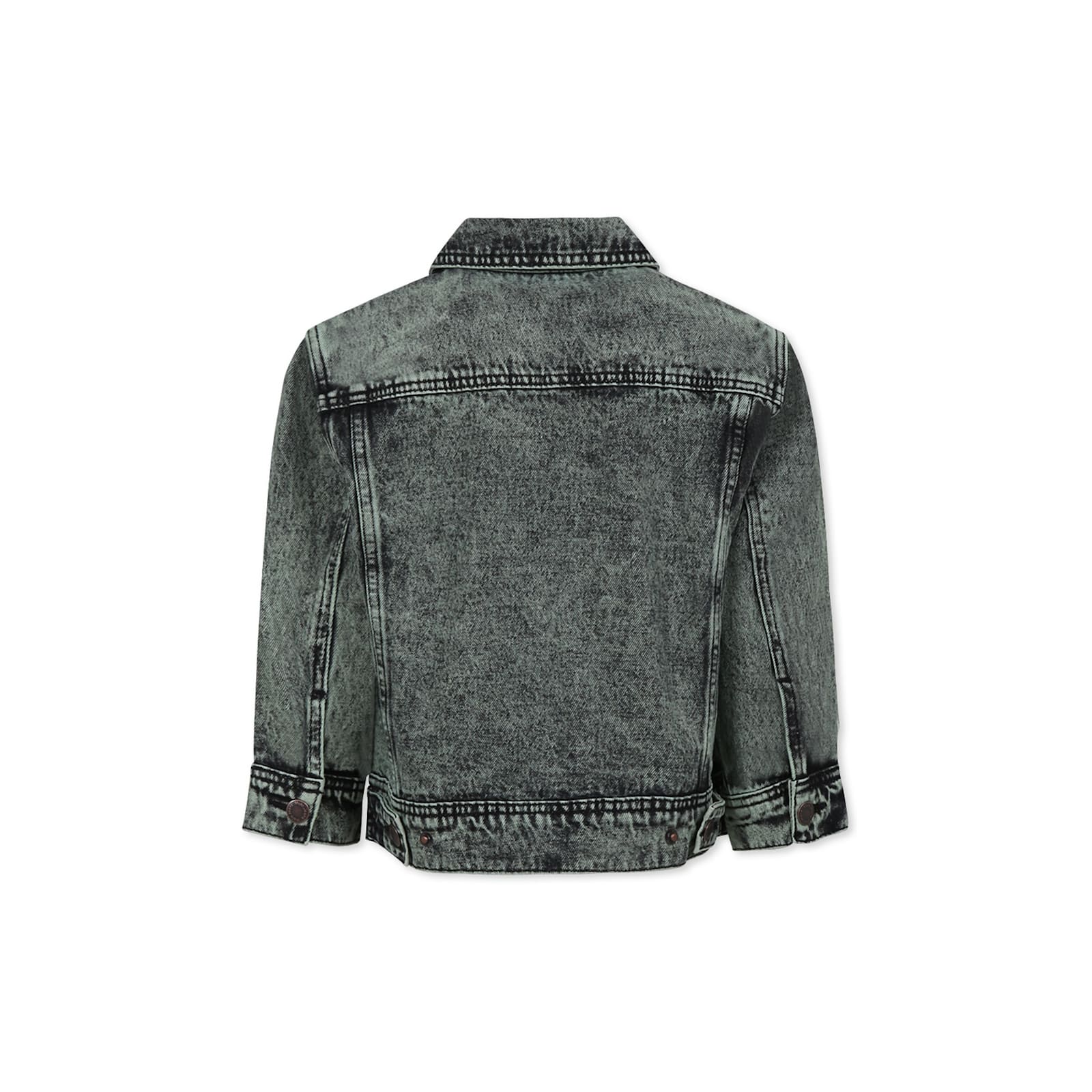 Molo Long-sleeved Denim Coat In Green