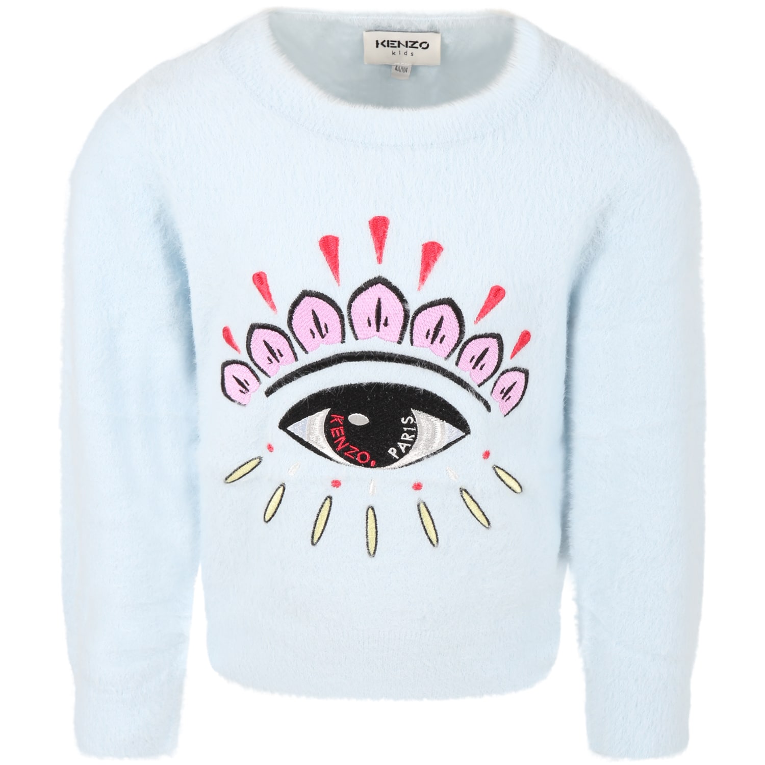 Kenzo Kids Light Blue Sweater For Girl With Iconic Eye