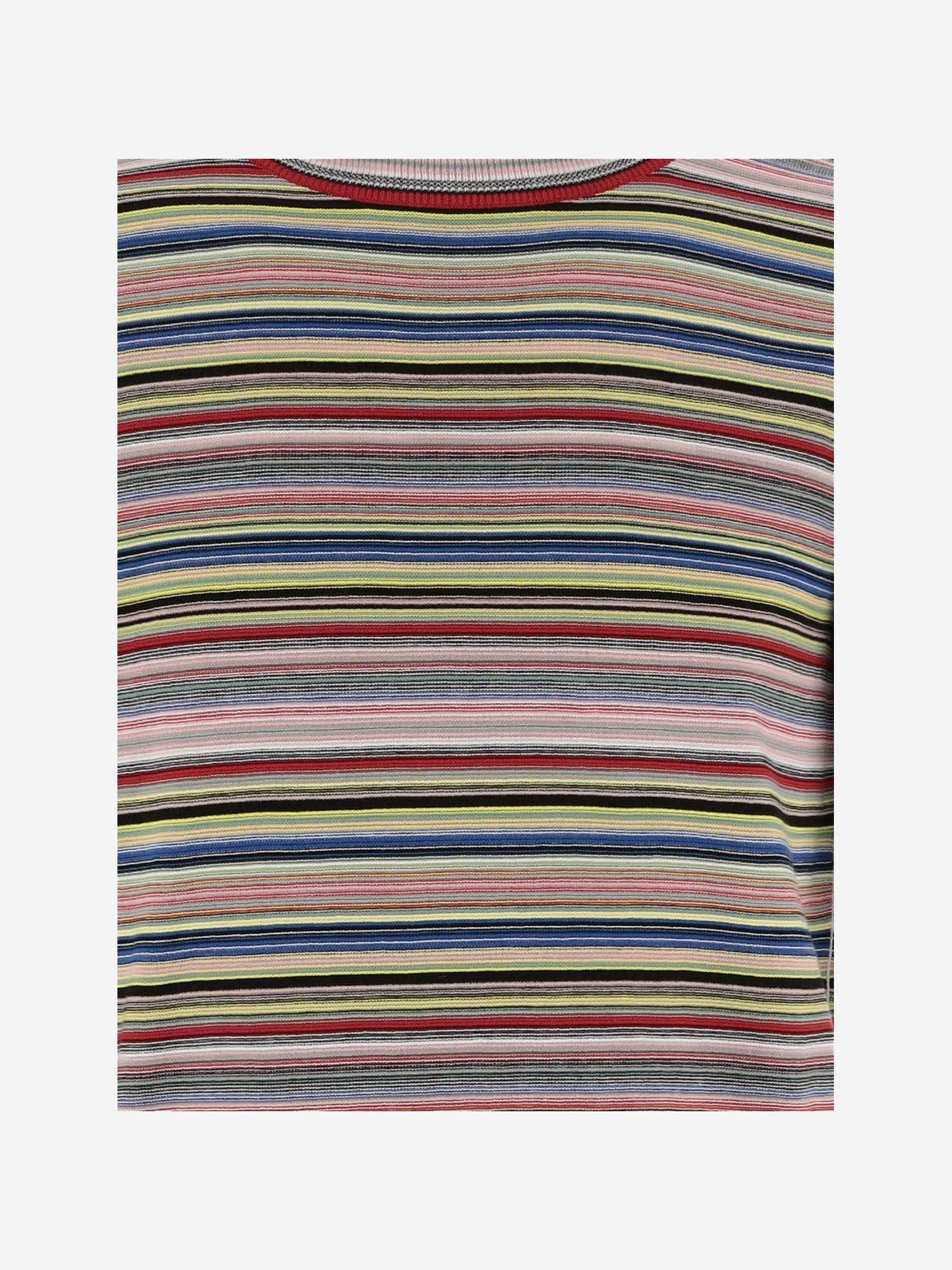 Shop Maison Margiela Cotton T-shirt With Striped Pattern In Red