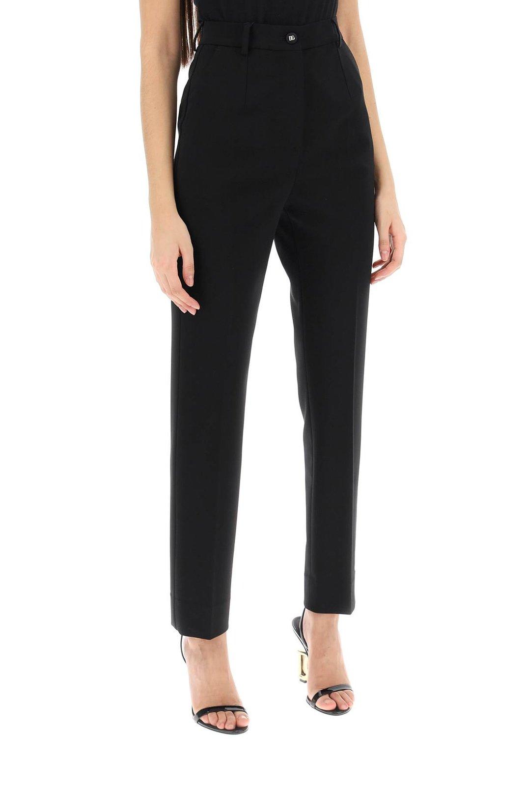 Shop Dolce & Gabbana Milano Stitch Cigarette Pants In Nero