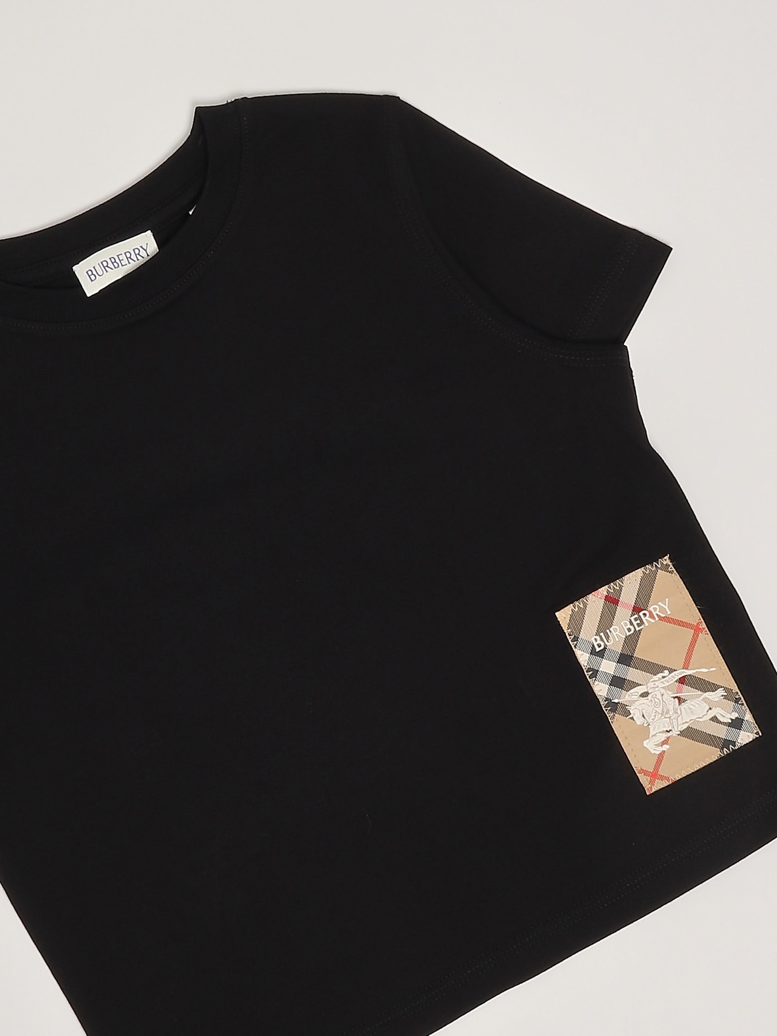 Burberry Boy's Cedar Ekd Label Short-sleeve Cotton T-shirt In Nero