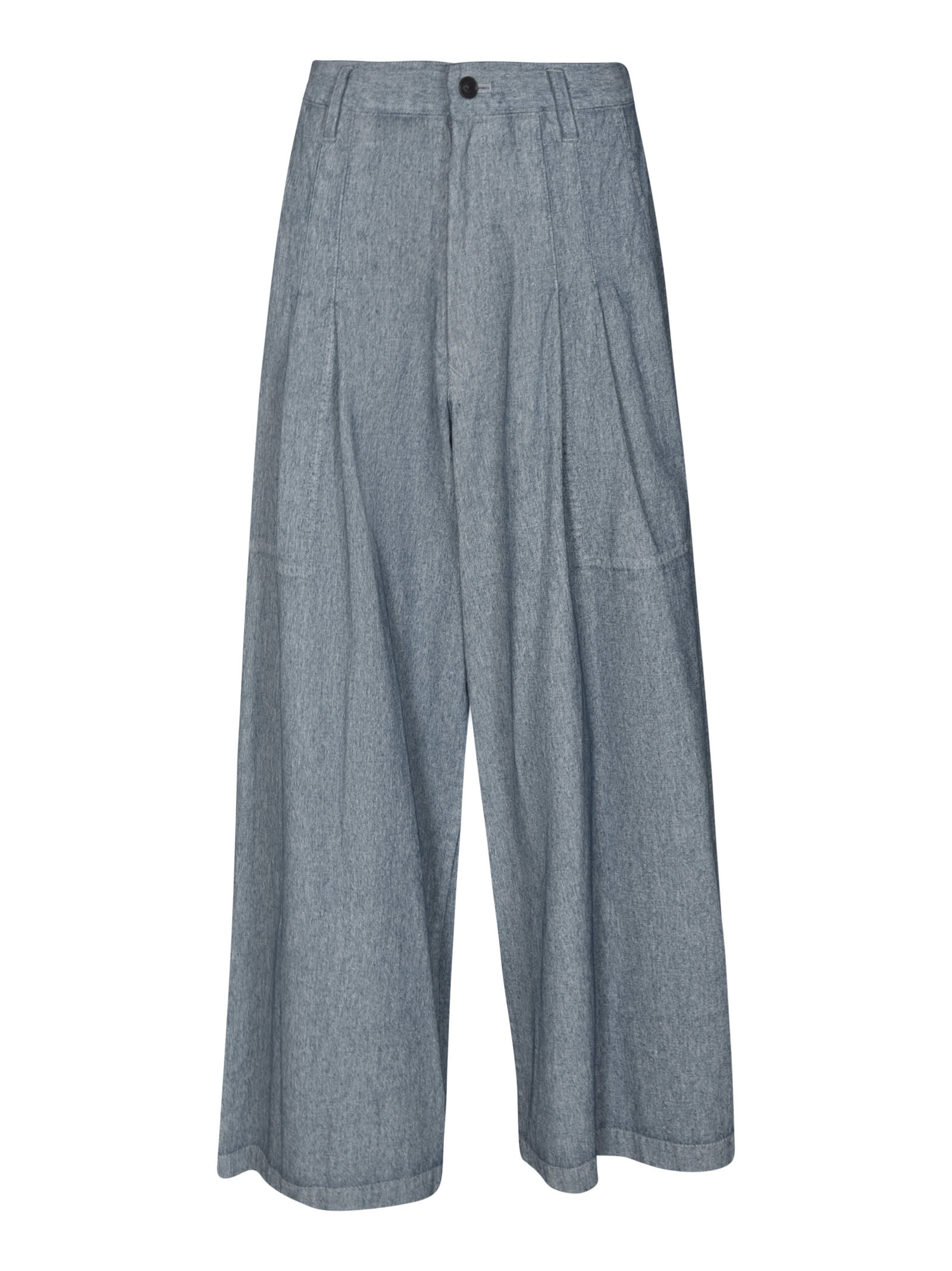 Shop Yohji Yamamoto Wide Straight Leg Trousers In Blue