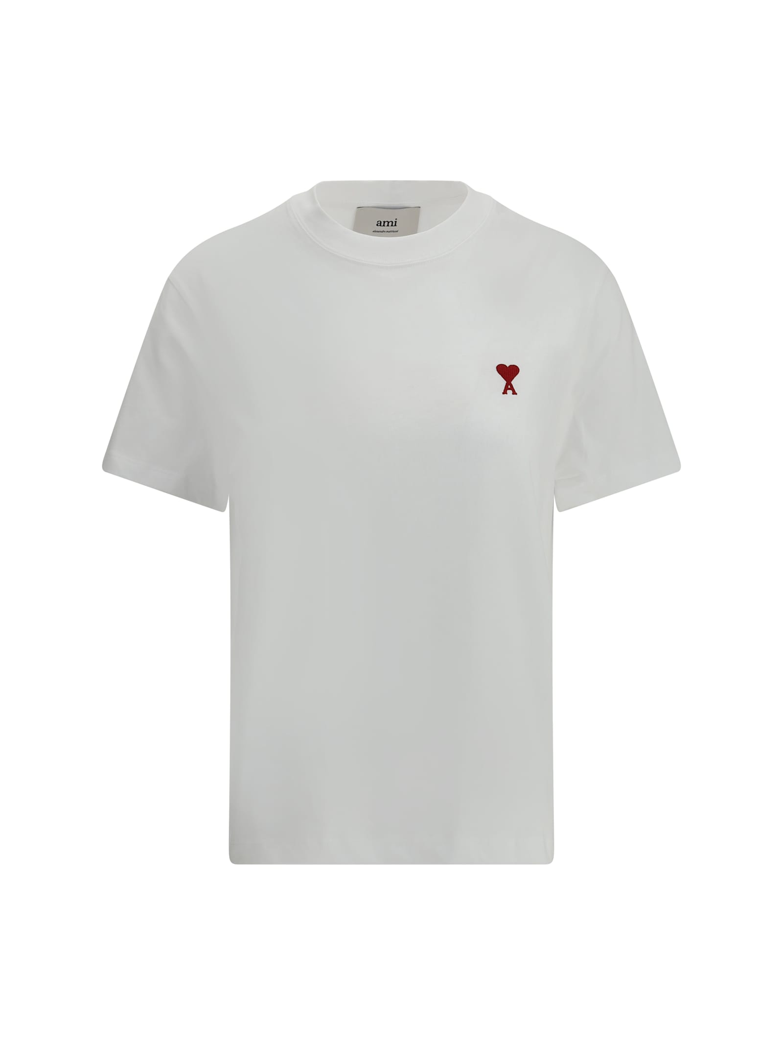 Ami Alexandre Mattiussi De Caur Embroidered Organic Cotton-jersey T-shirt In White