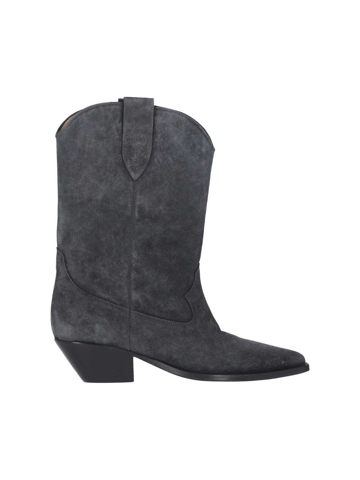 Isabel Marant Mid-height Block Heel Suede Western Boots In Gray