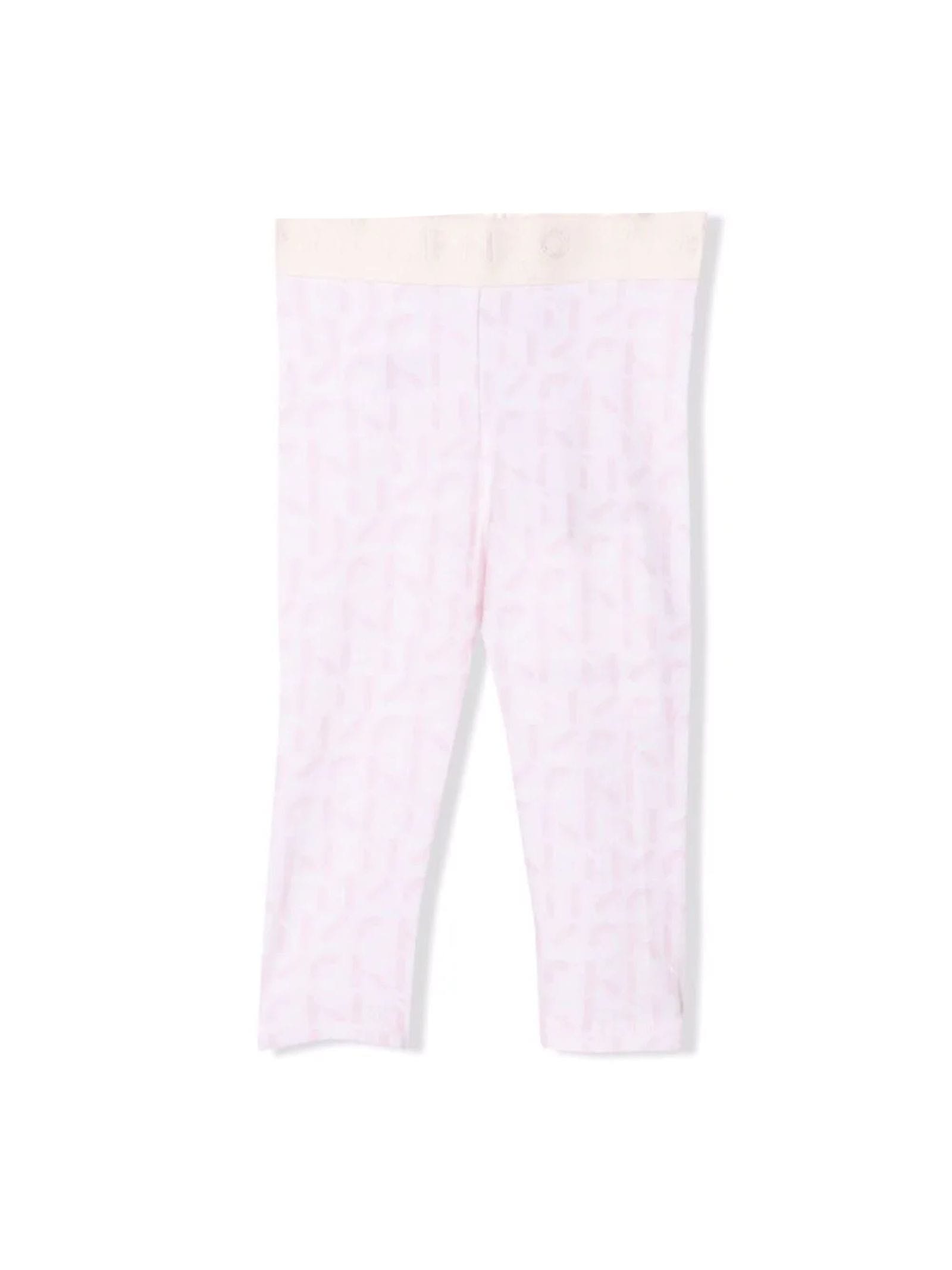 Kenzo White And Rose Pink Cotton Leggings