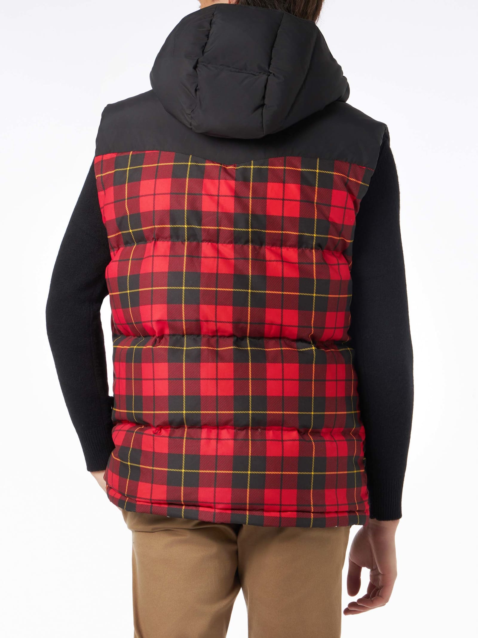 Mc2 Saint Barth Man Tartan Down Vest In Red