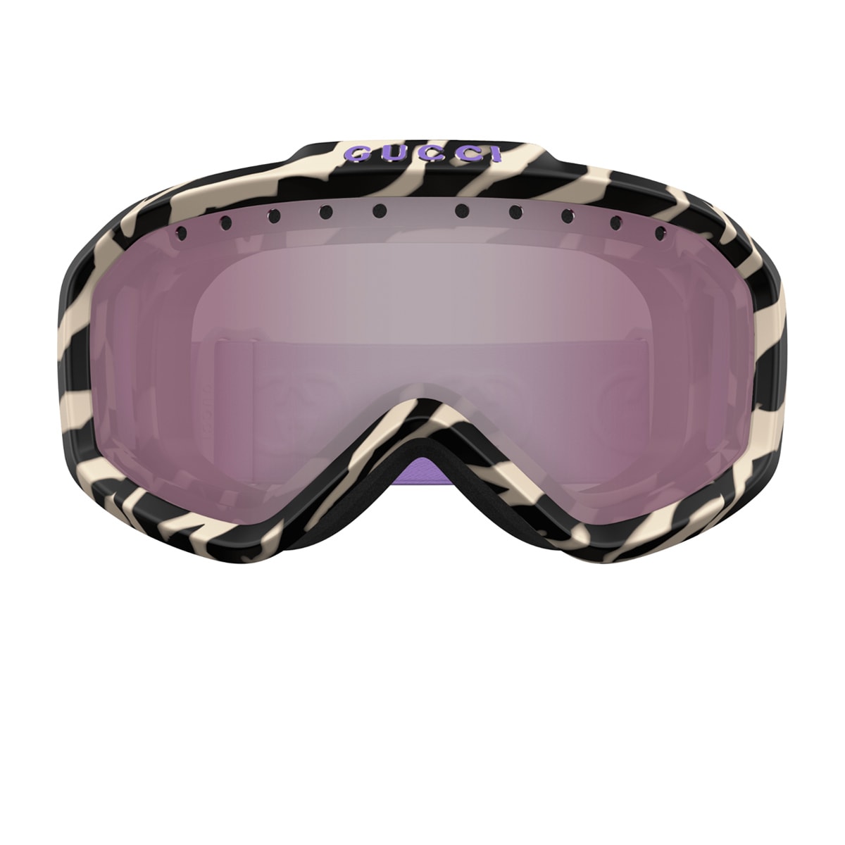 Shop Gucci Gg1210s Linea Lettering Sport 005 Ivory Violet Silver Sunglasses