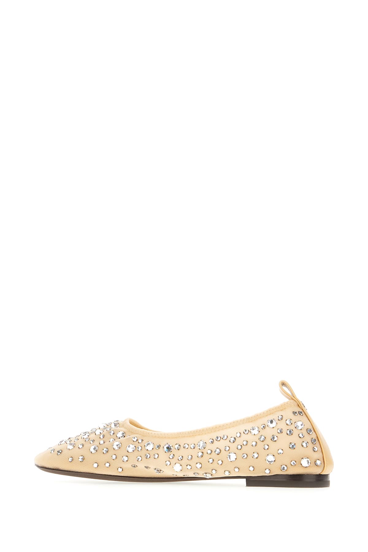 Tory Burch Beige Ballet Flats With All-over Crystals Application In Tech Fabric Woman In Sheer
