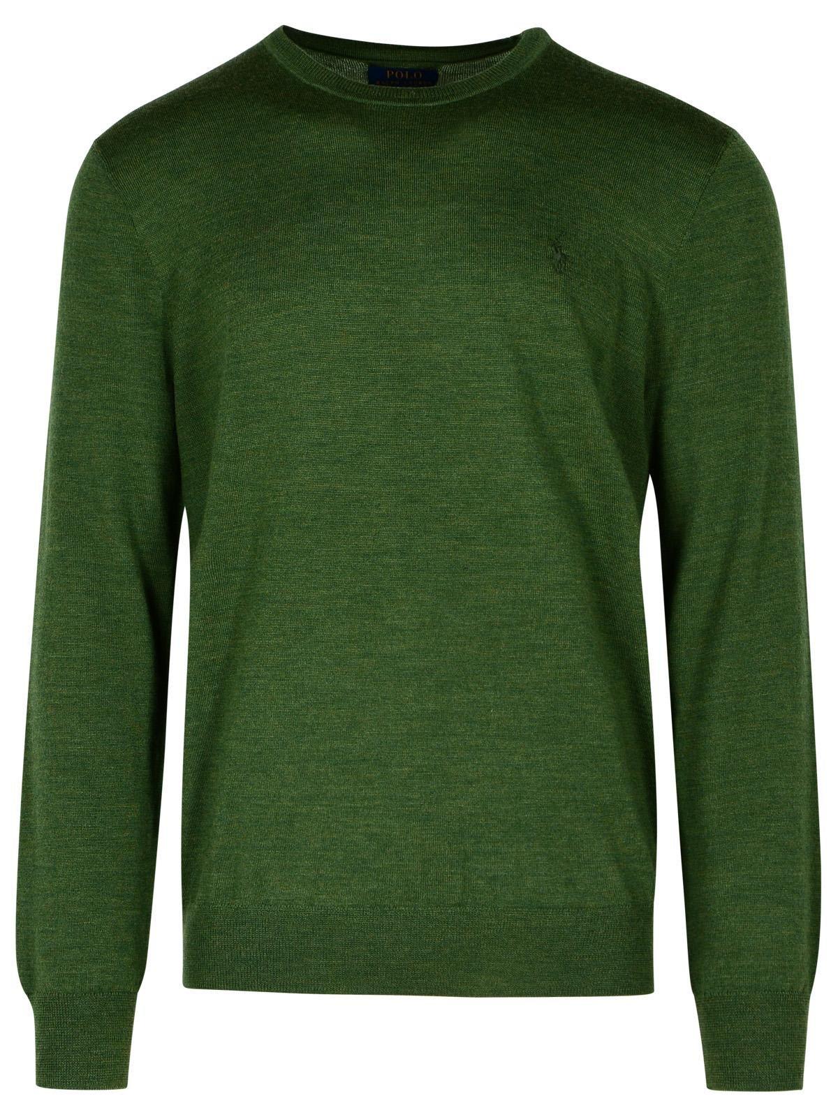 Shop Ralph Lauren Logo Embroidered Crewneck Jumper In Medium Green