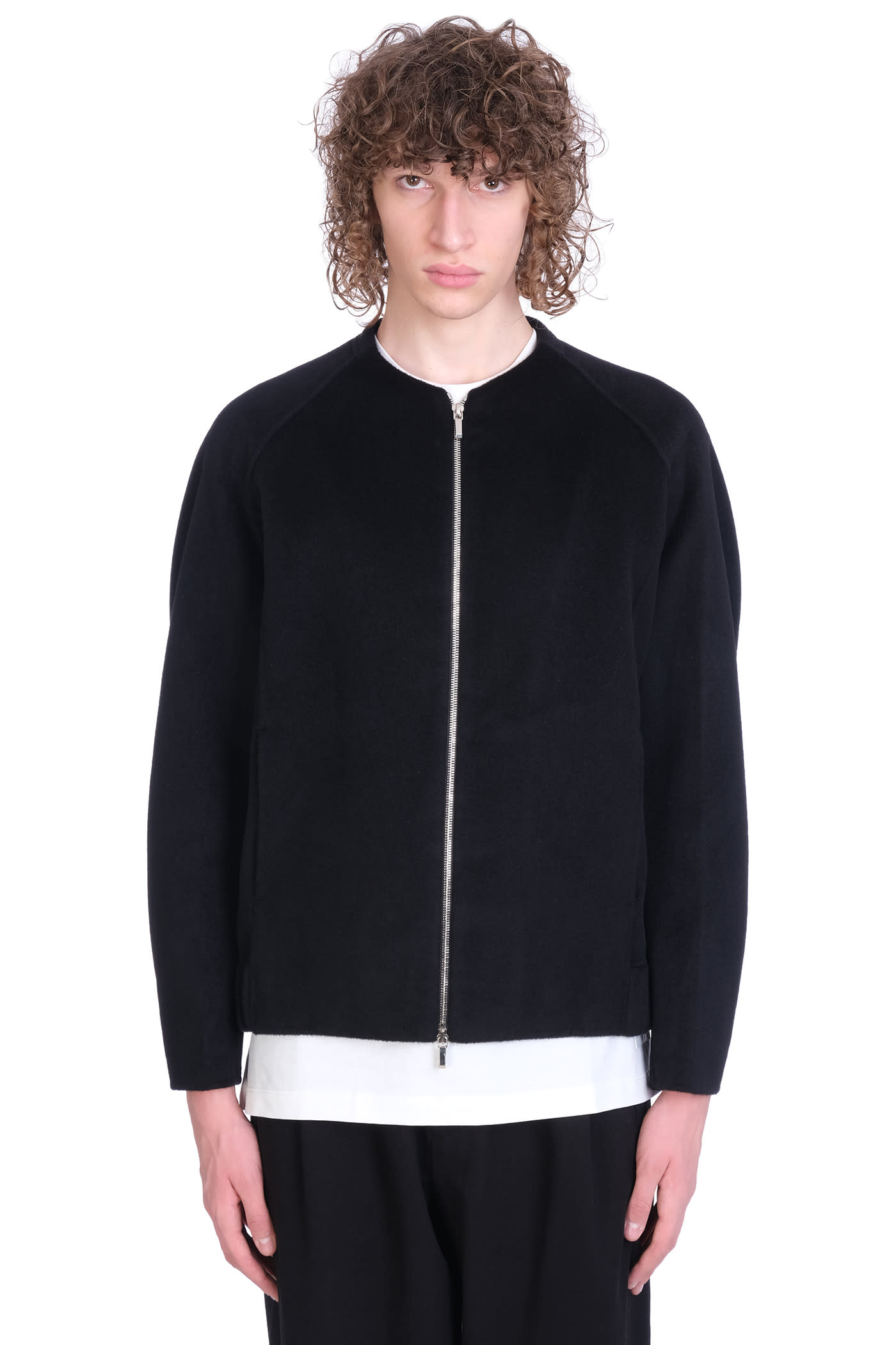 Attachment Bomber In Black Wool