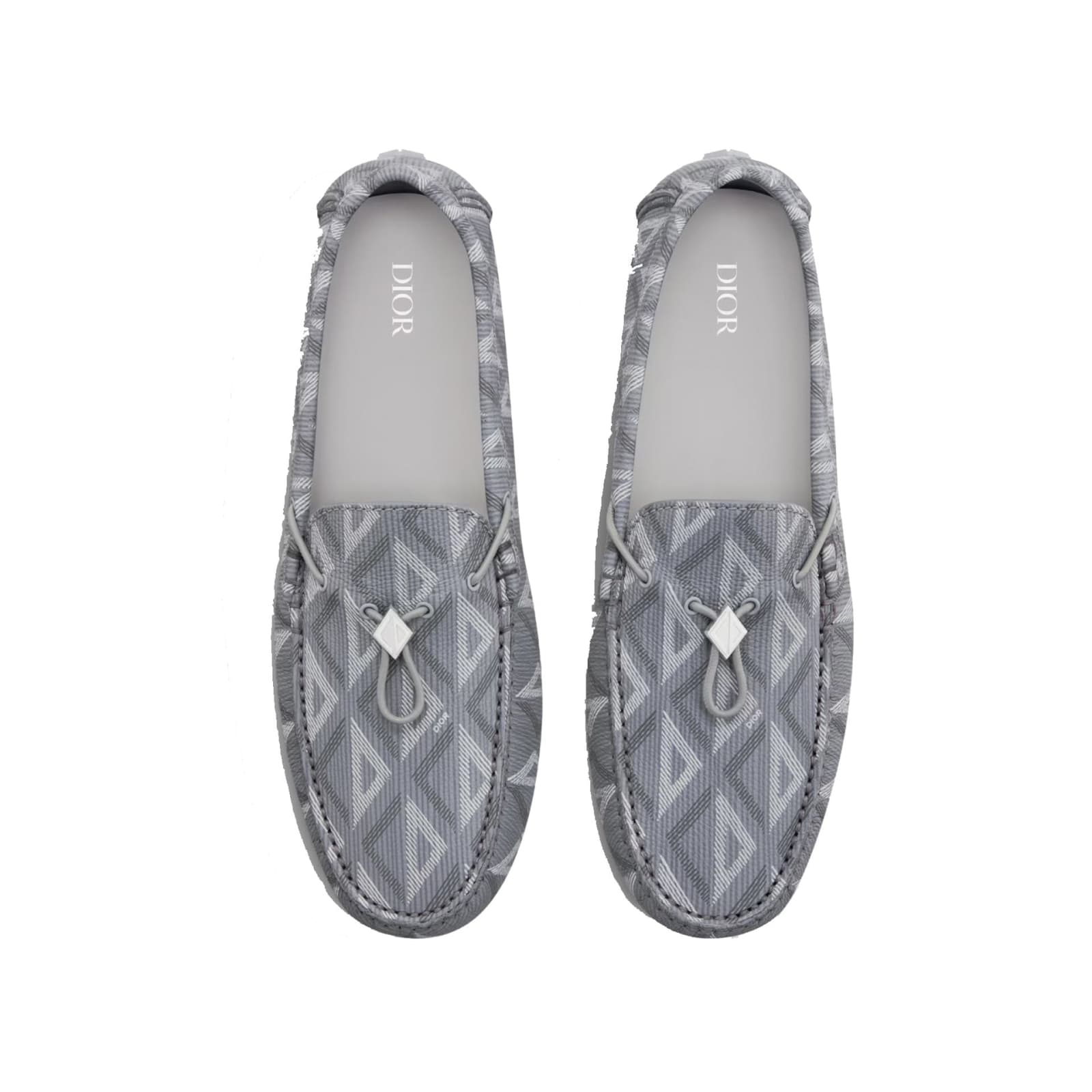 Shop Dior Diamond Mocassins In Gray