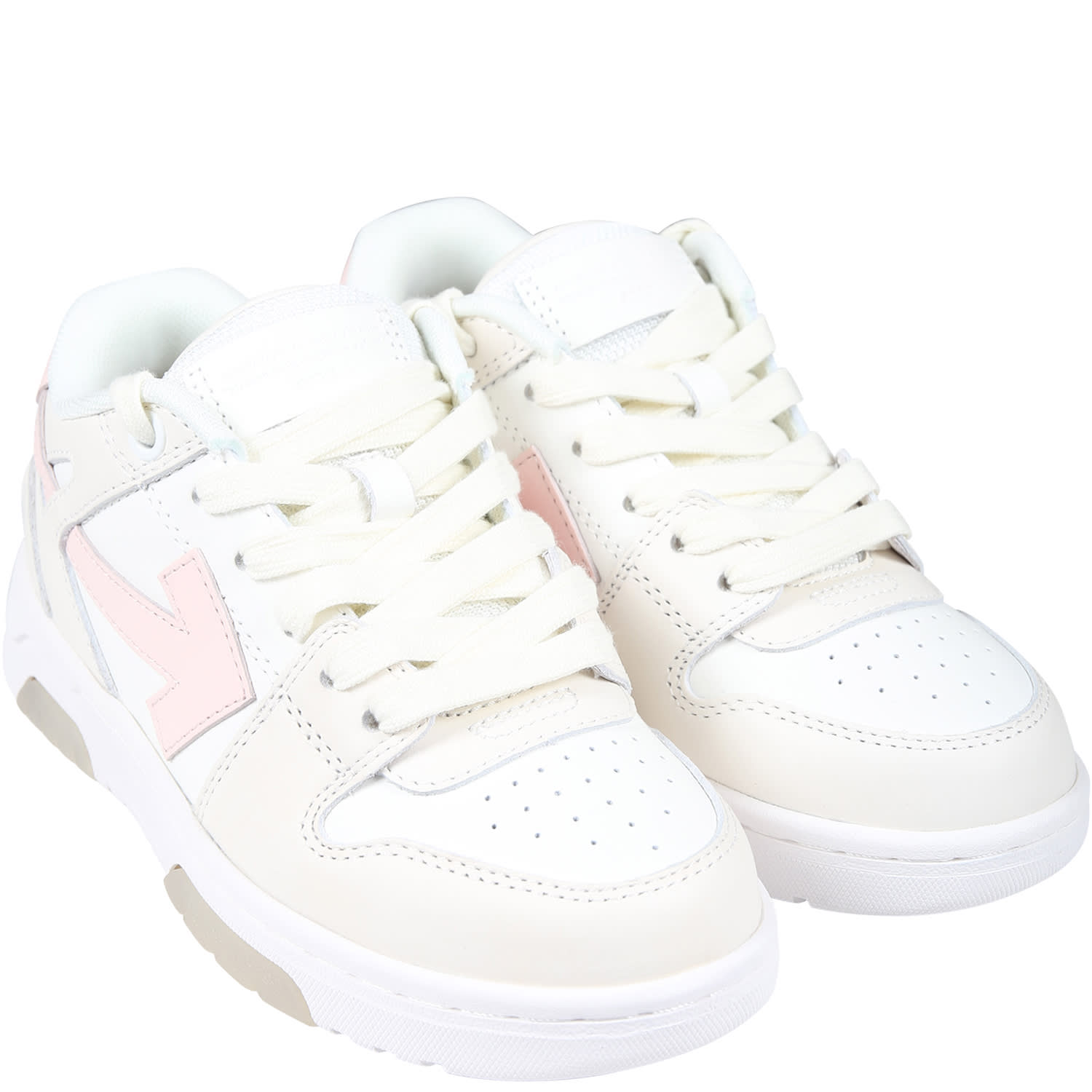 Shop Off-white White Sneakers For Girl With Arrows In White/pink