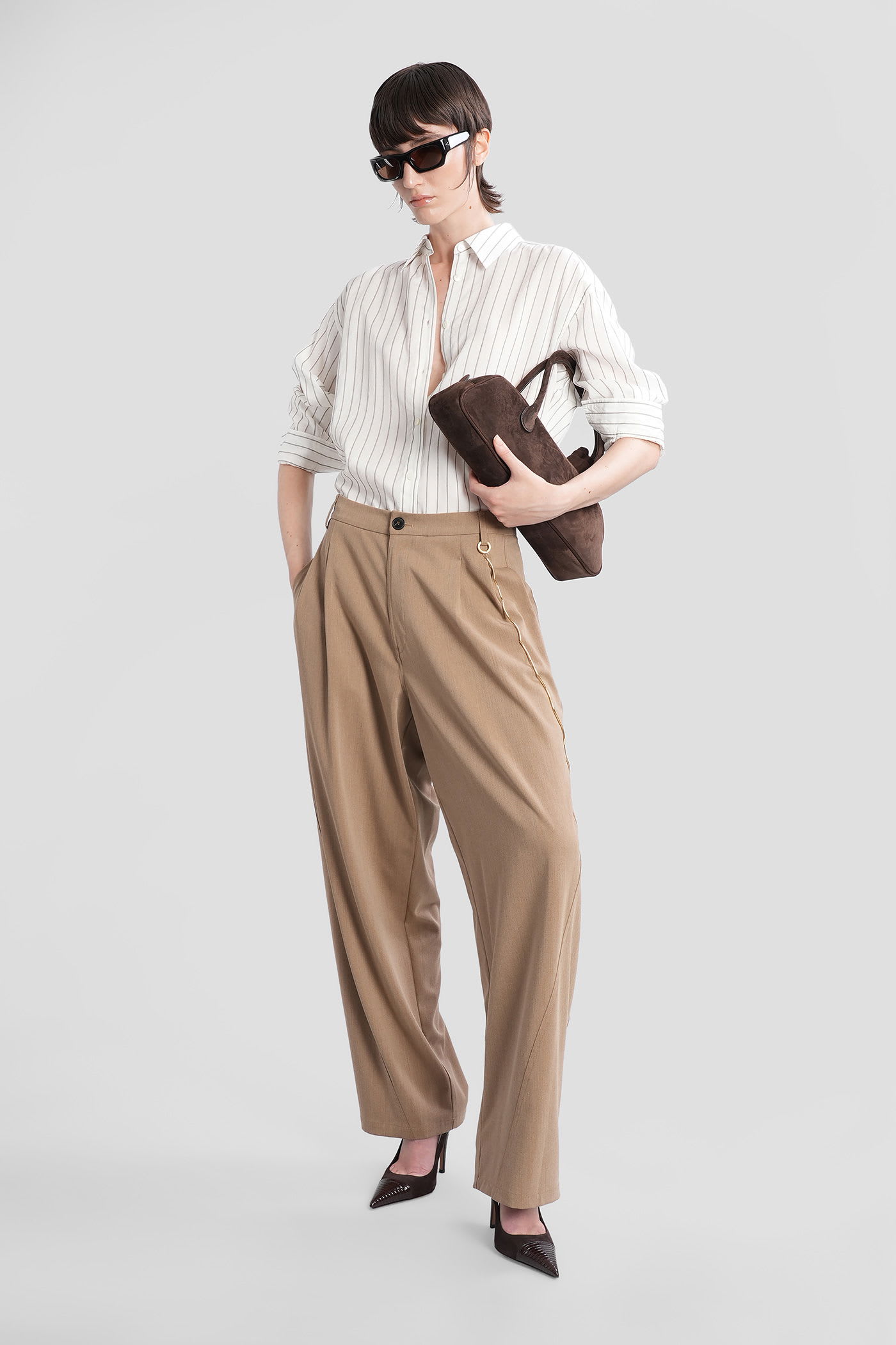 Darkpark Phebe Pants In Camel Polyester In Brown