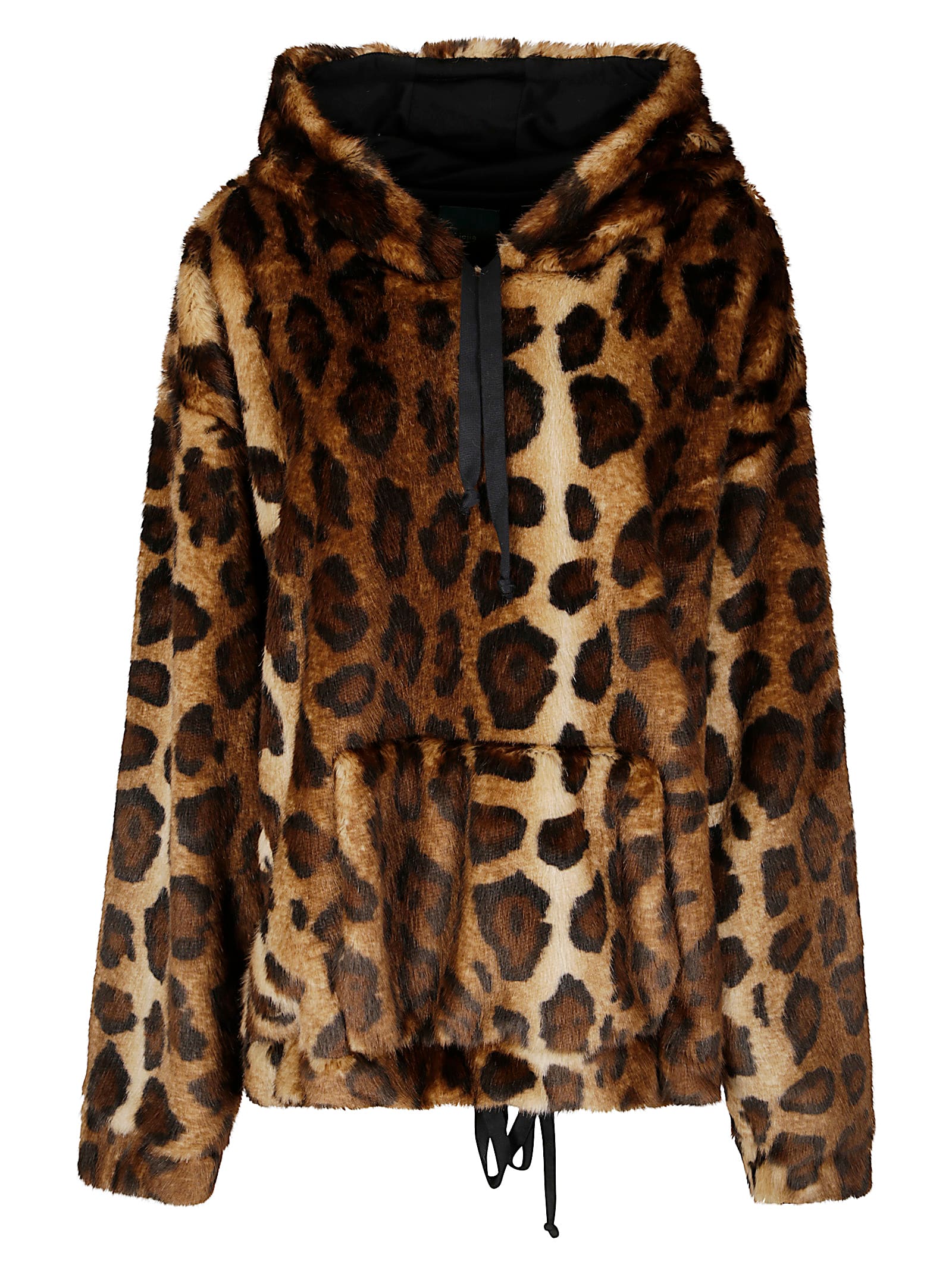 Jejia Oversized Leopard Print Synthetic Fur Hoodie In Animal Print