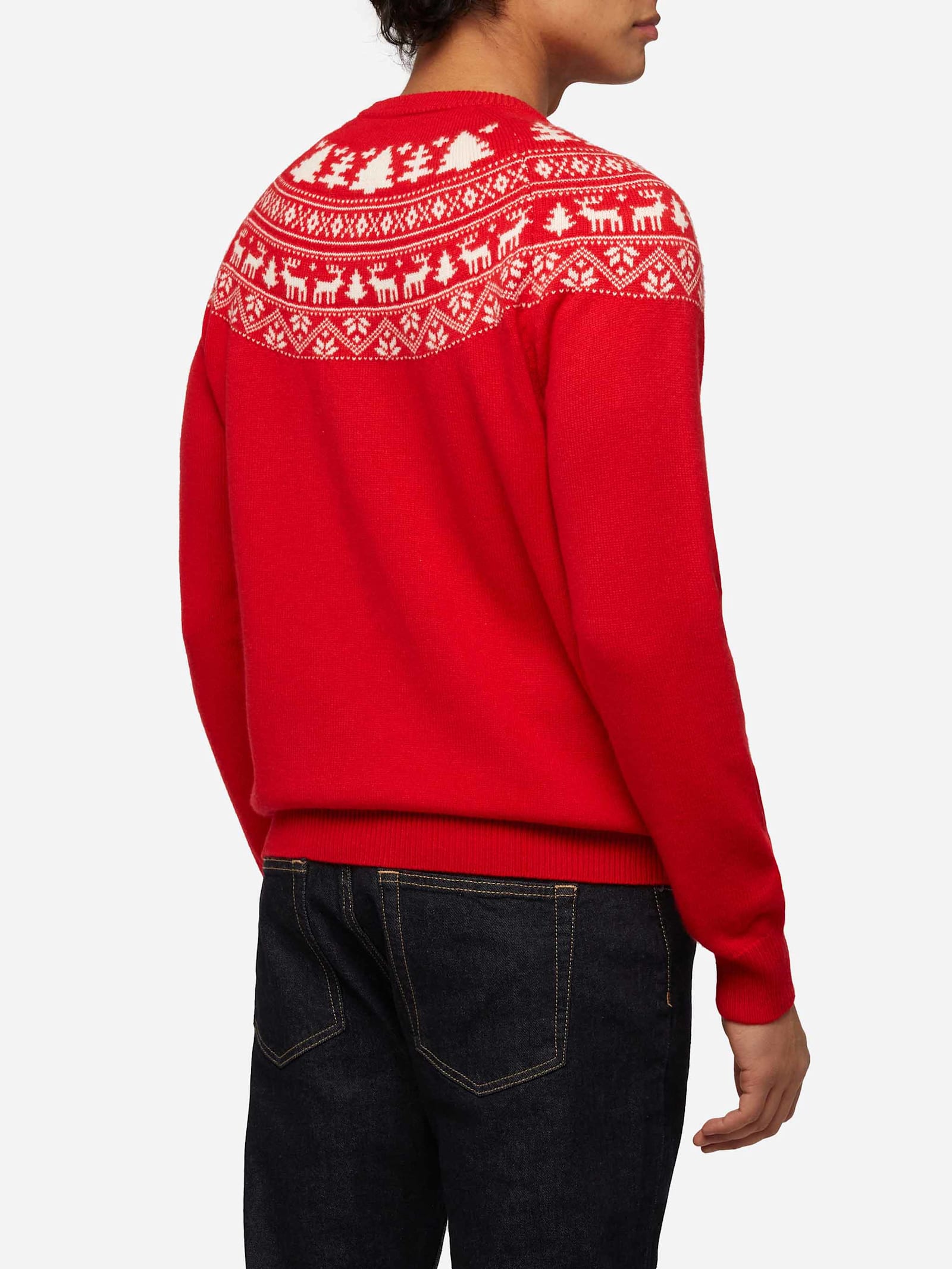 Mc2 Saint Barth Red Sweater Heron With Fair Isle Jacquard And Im Not A Saint Jacquard In Red