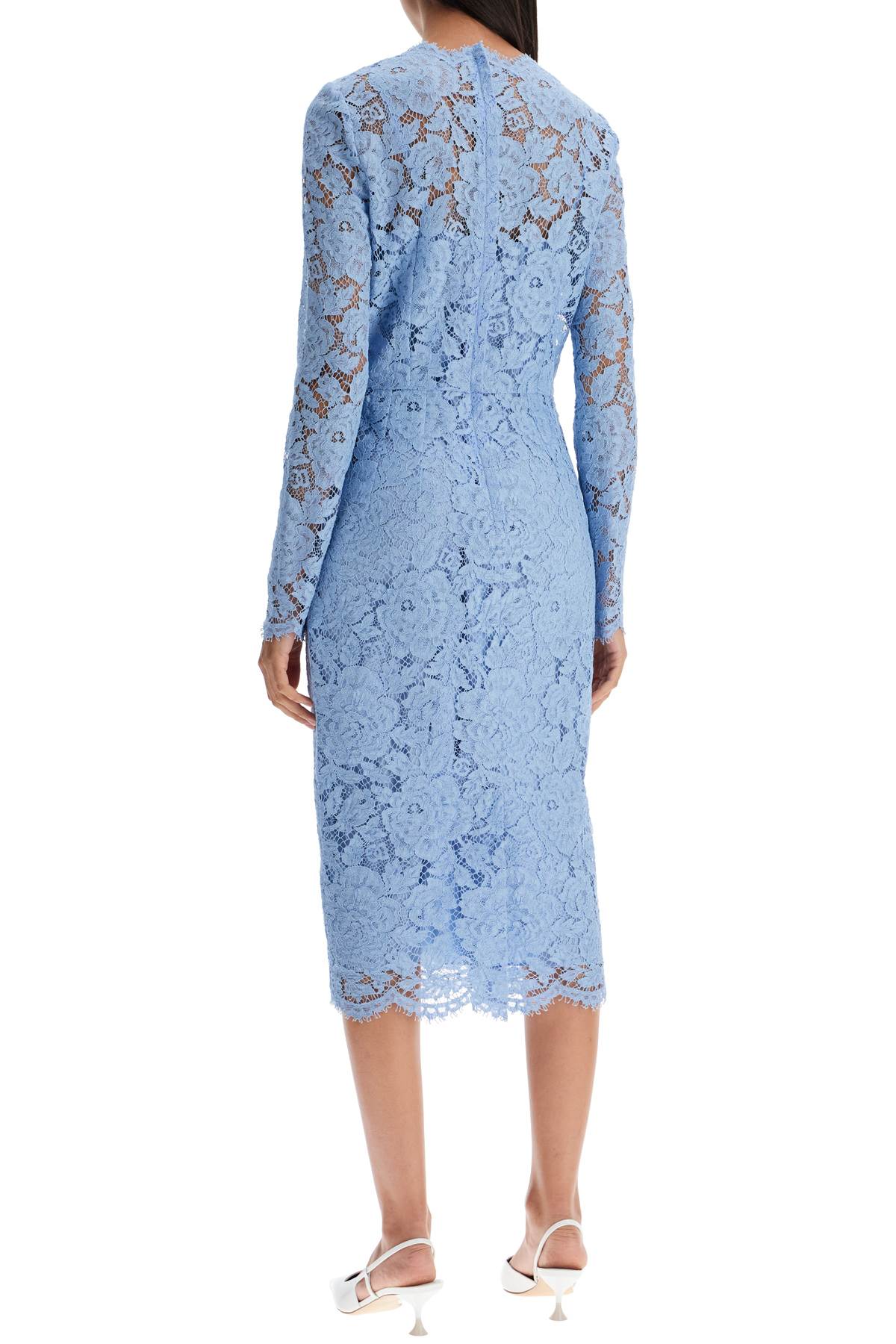 Shop Dolce & Gabbana Lace Sheath Dress With A In Glicine Viola Chiari