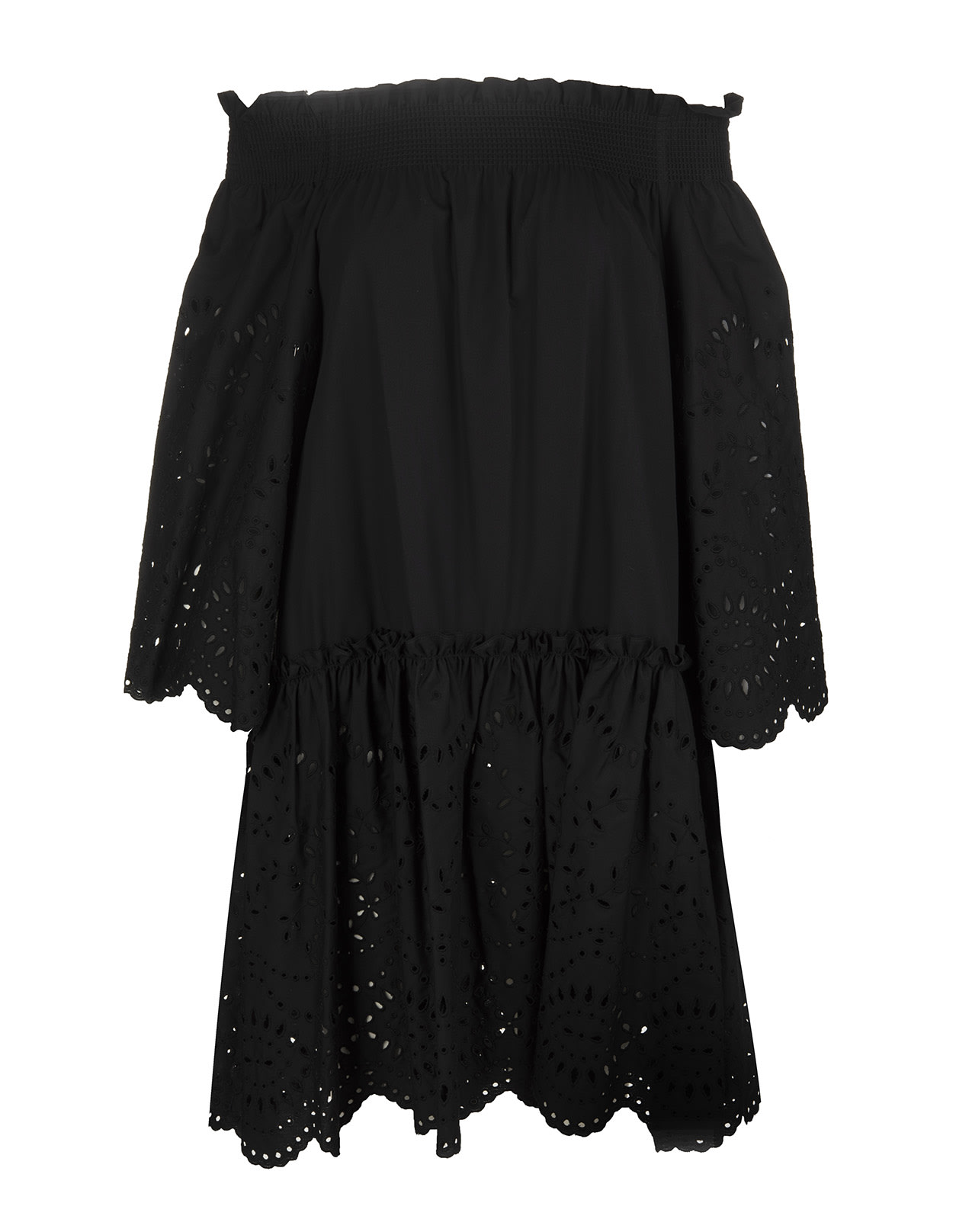Parosh Short Black Dress With Open Shoulders
