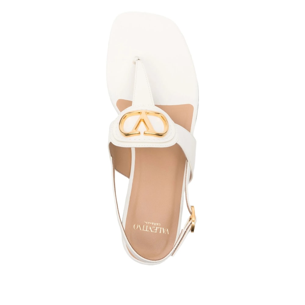 Valentino Vlogo Signature Thong Sandals Flat Sole In White