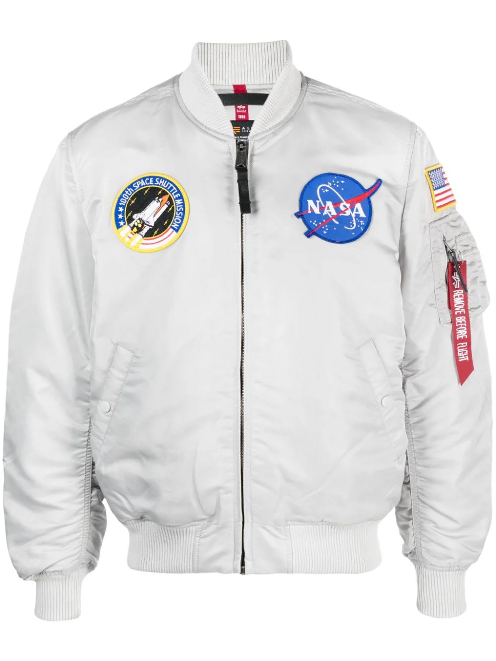 Alpha Industries Ma-1 Tt Nasa Patch-detail Jacket In Grigio