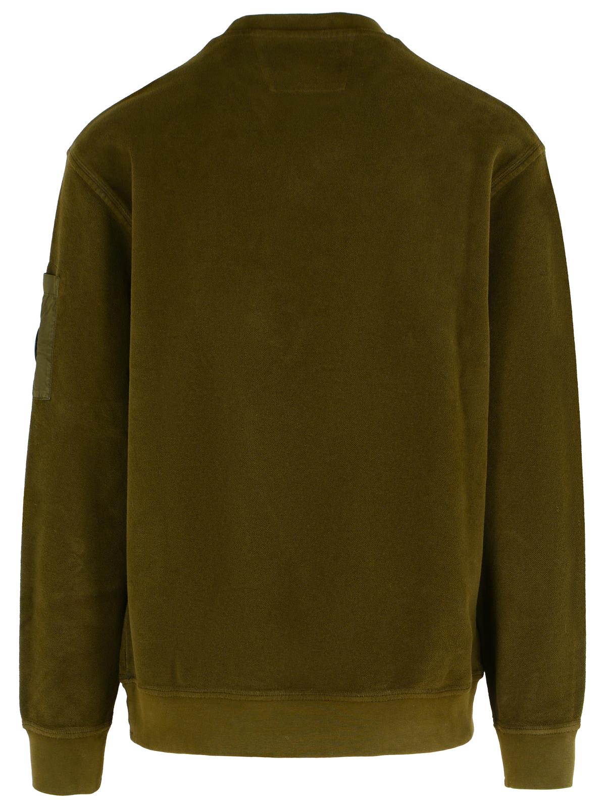 C.p. Company Military Cotton Sweater Featuring Arm Pocket In Green