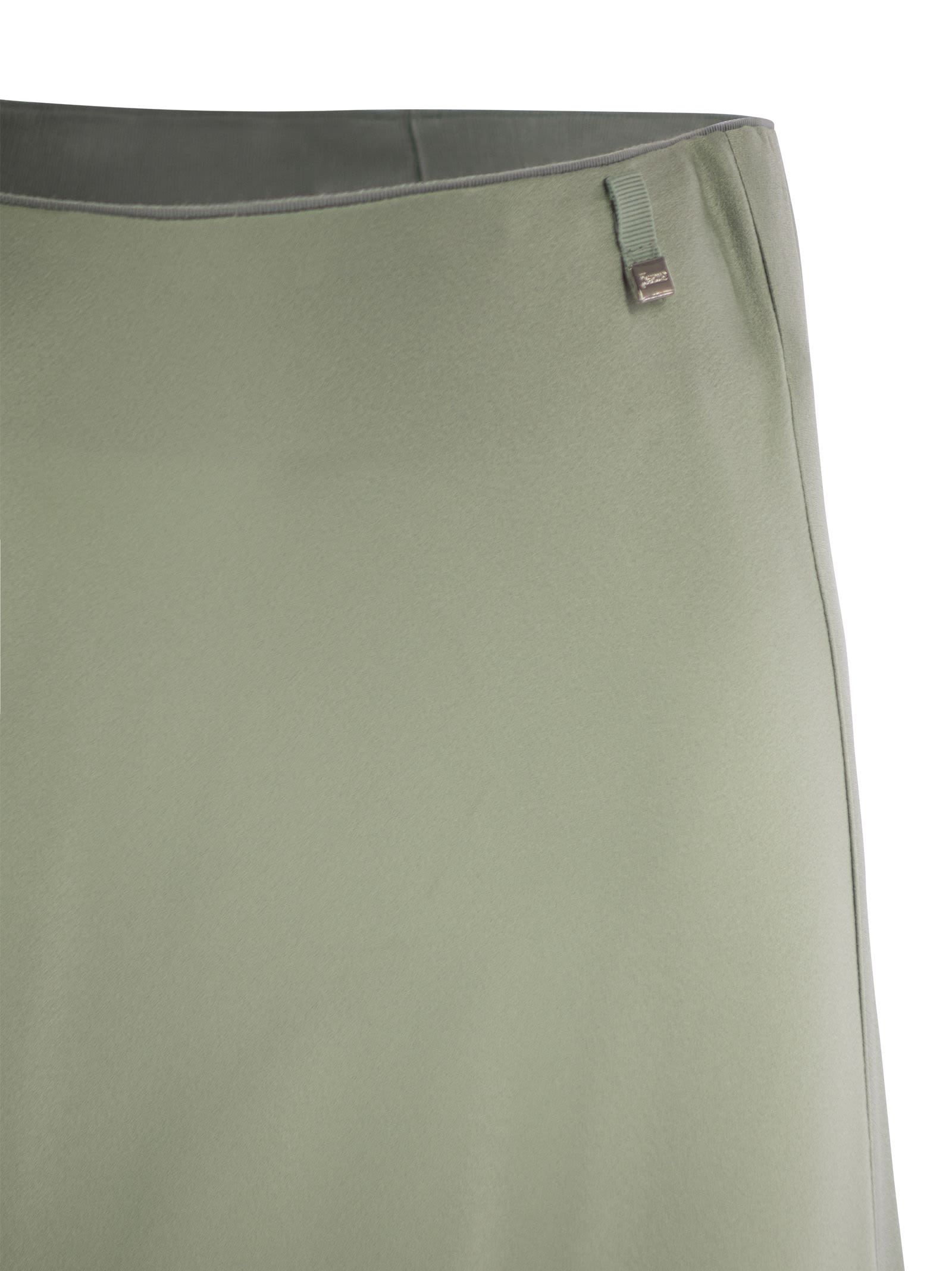 Shop Herno Satin Effect Long Skirt In Green